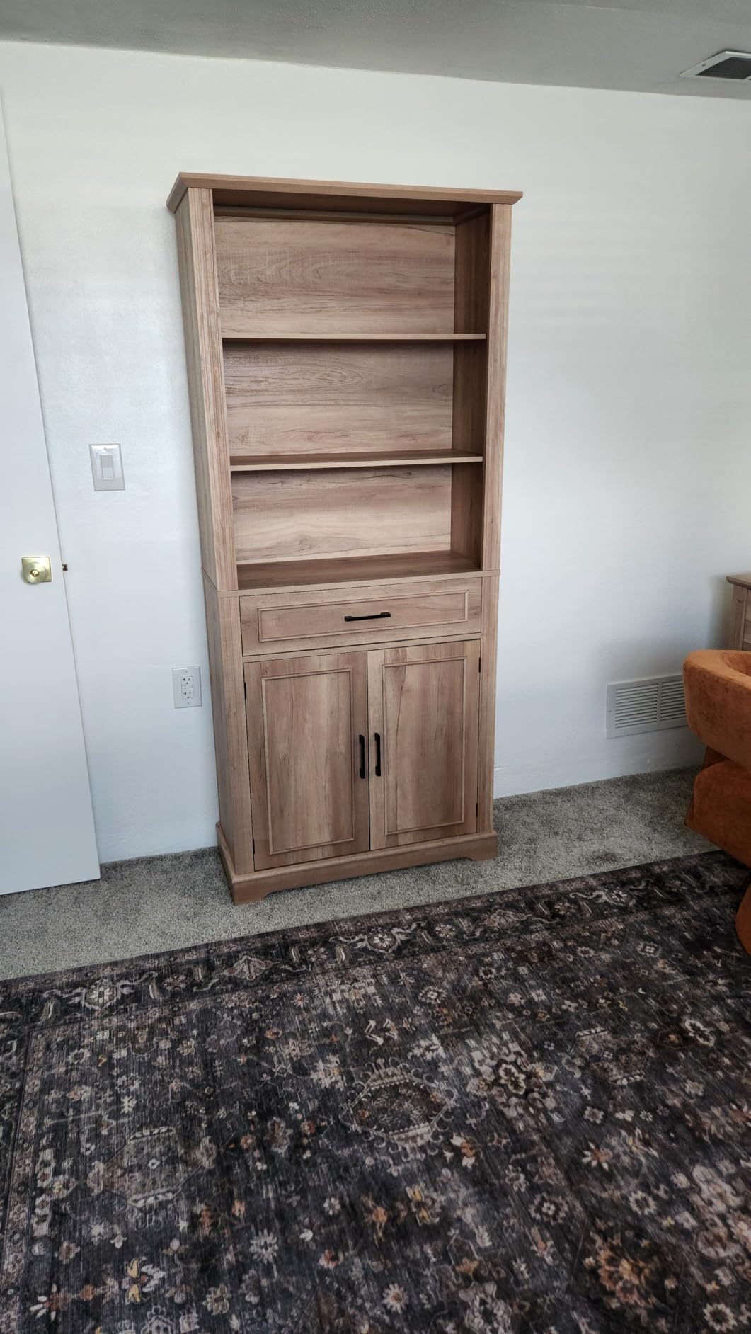 SEDETA Farmhouse Bookshelves and Bookcases with Doors, Drawer, White customer photo 1