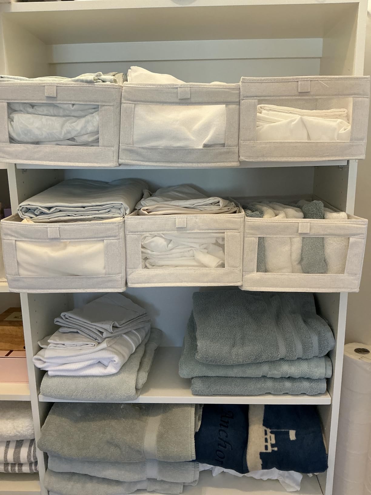 Linen Closet Organizers And Storage, 6 Pack Closet Storage Bins Linen Closet Baskets for Closet Organization Foldable Closet Organizer Bins with Clear Window For Organizing Clothing, Jeans, Shelves customer photo 1