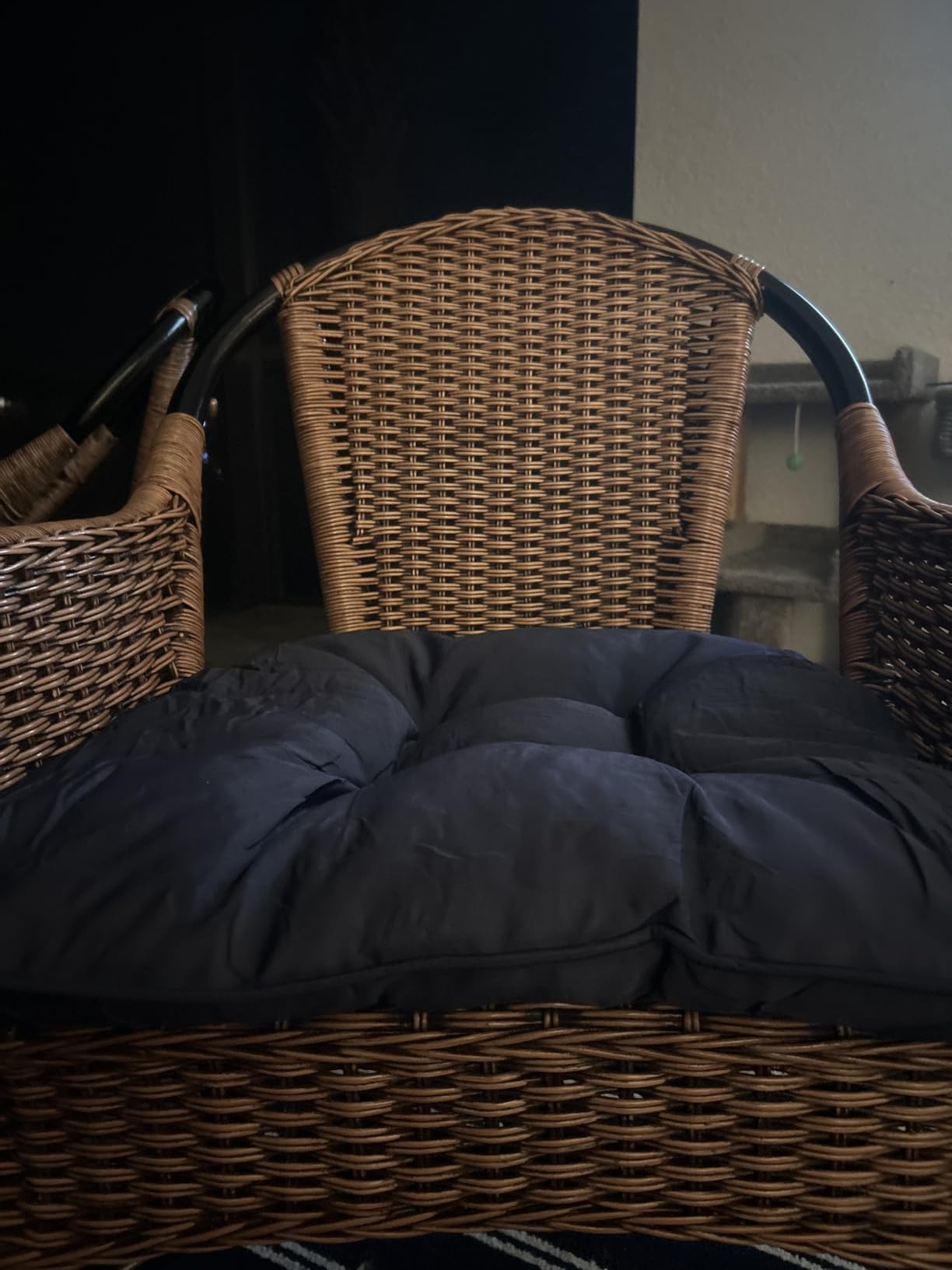 19x19 Outdoor Chair Cushions Set of 4, Tufted Wicker Patio Furniture Cushions, Thick Outdoor Seat Cushions for Lawn Chairs, Overstuffed and Water Resistant, Navy customer photo 2