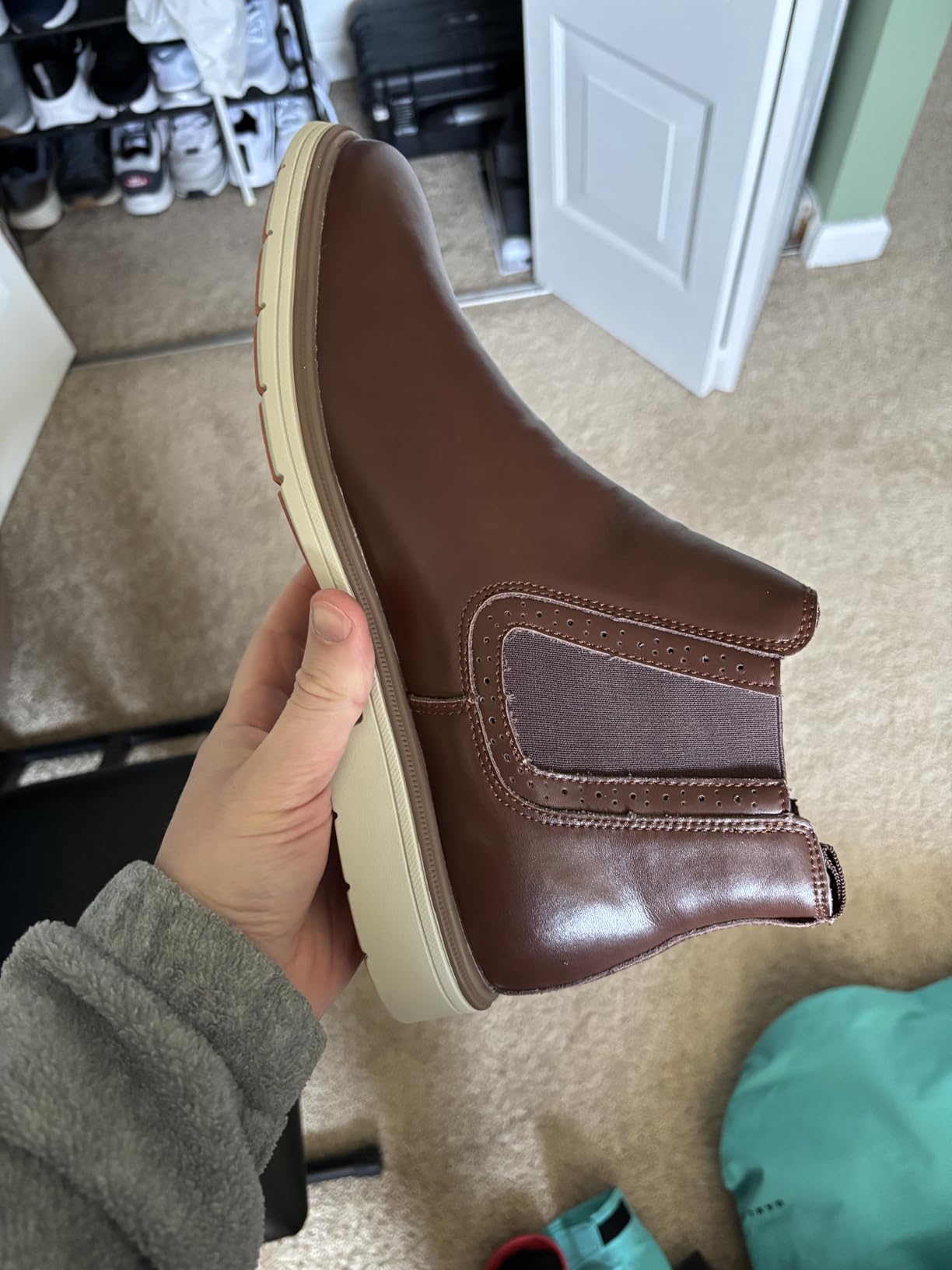 Men's Orthopedic Business Leather Ankle Boots: Comfortable Arch Support Plantar Fasciitis Heel Spur Formal Derby Tuxedo Oxford, Casual Modern Wingtip Chelsea Boots for Foot and Heel Pain Relief customer photo 2
