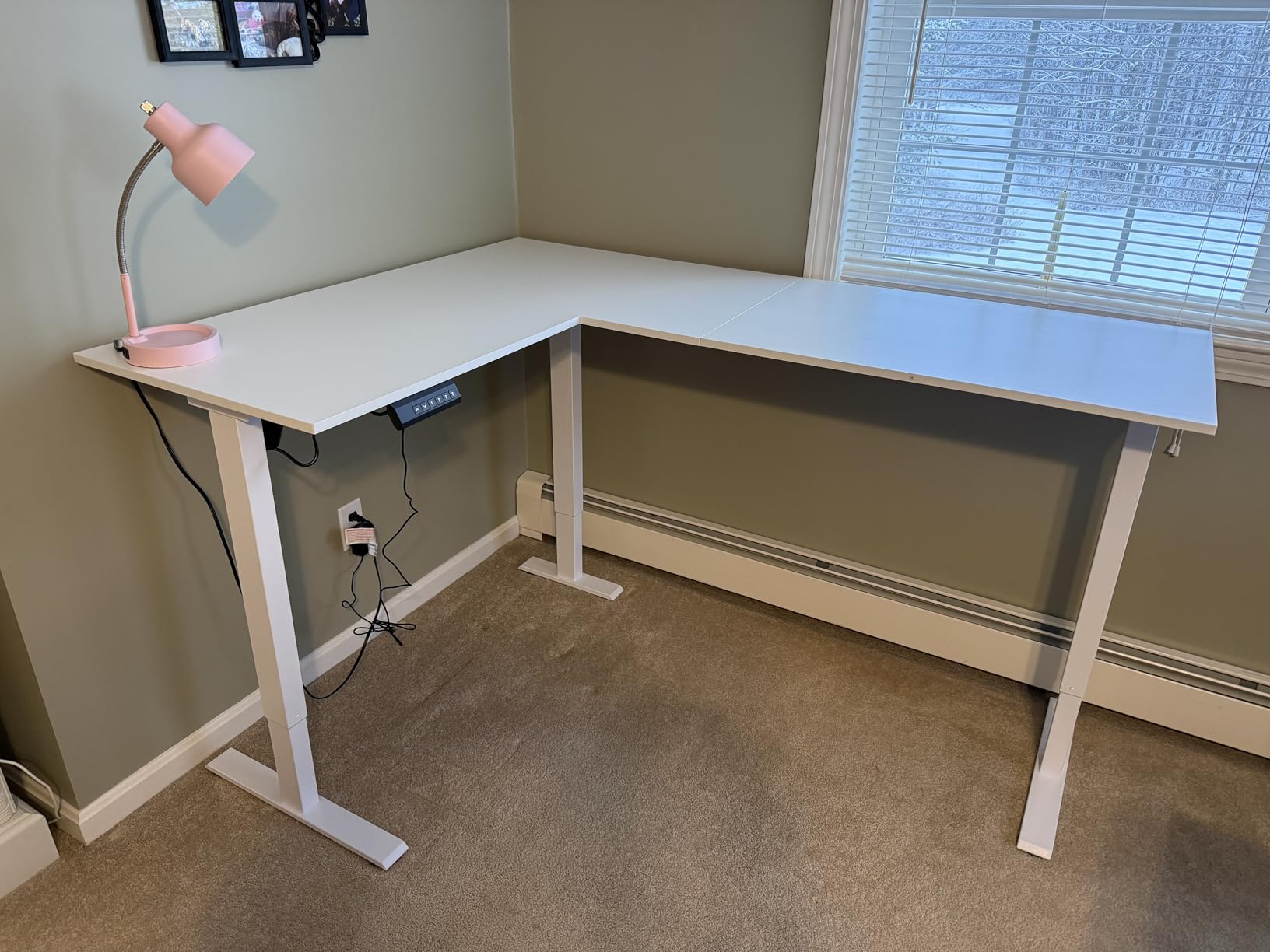 Casaottima 63 Inch L Shaped Electric Standing Desk, Home Office, White | Reversible Corner Desk with Height Adjustment, Ergonomic Sit Stand Table for Home Office, Computer Workstation customer photo 2