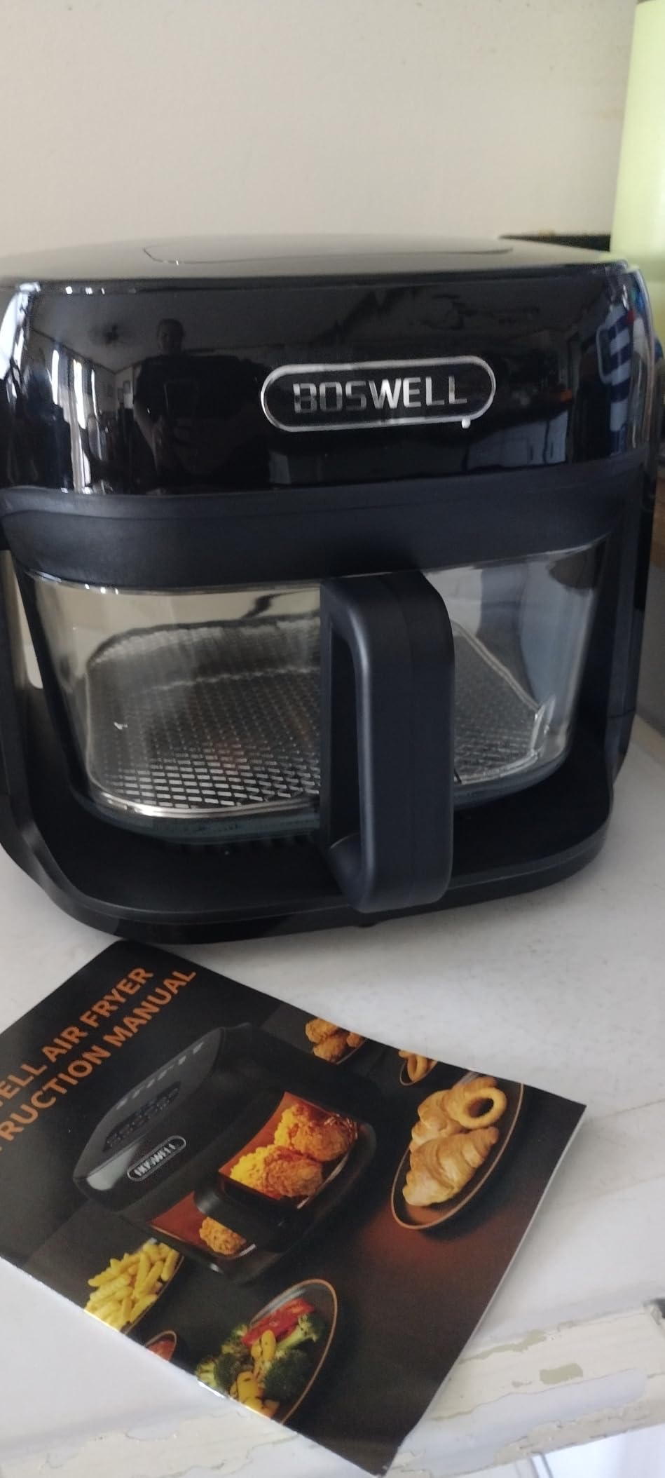 BOSWELL 7.5 QT Large Glass Air Fryer, 6-1 Preset Cook Modes, Transparent Fry Bowl, White customer photo 1