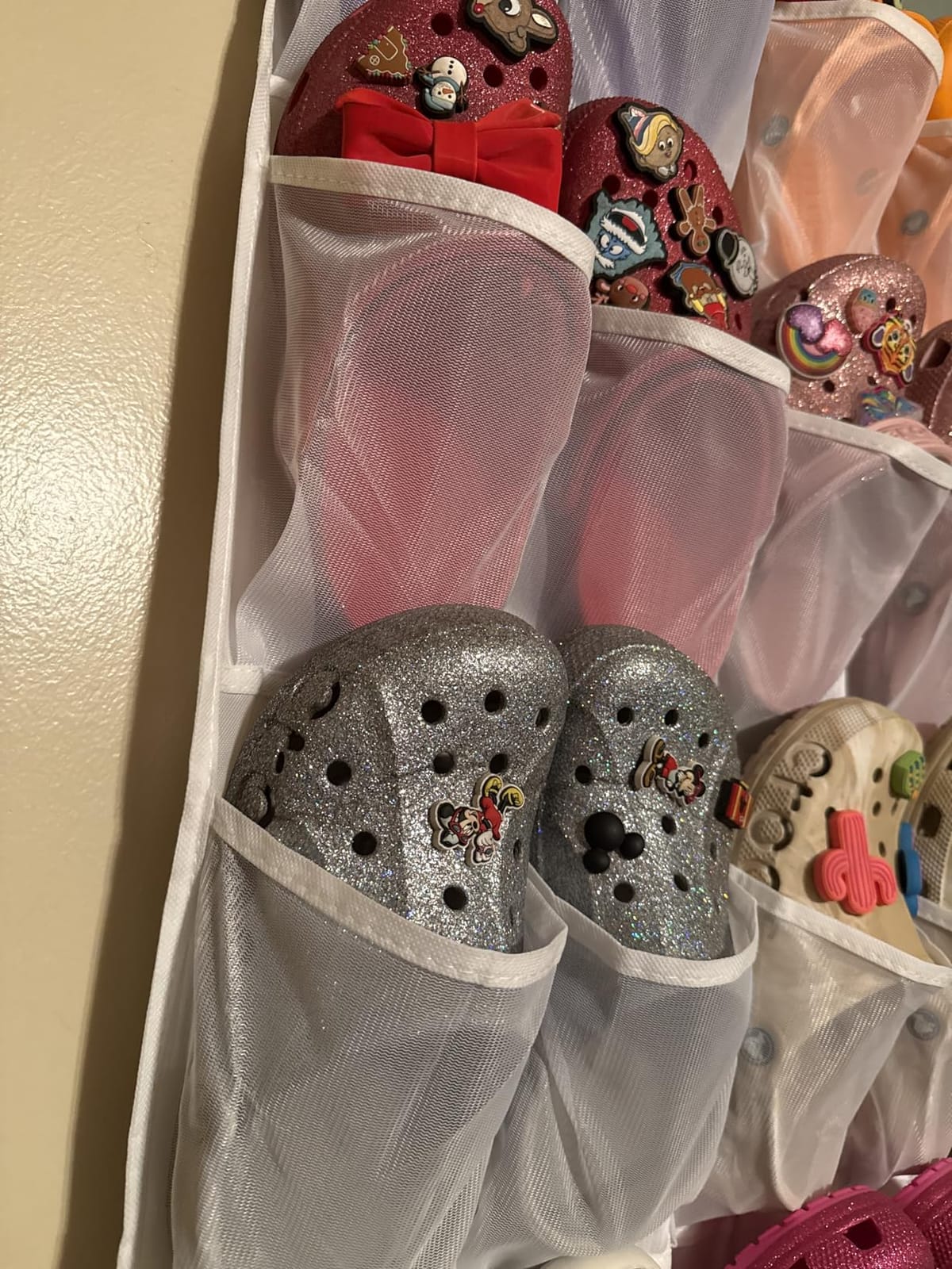 Over the Door Shoe Organizer with 40 Large Breathable Mesh Pockets, Space Saving Shoe Holder, Hanging Shoe Rack for Entryway Bedroom Closet Storage (White, 40 Pockets) customer photo 1