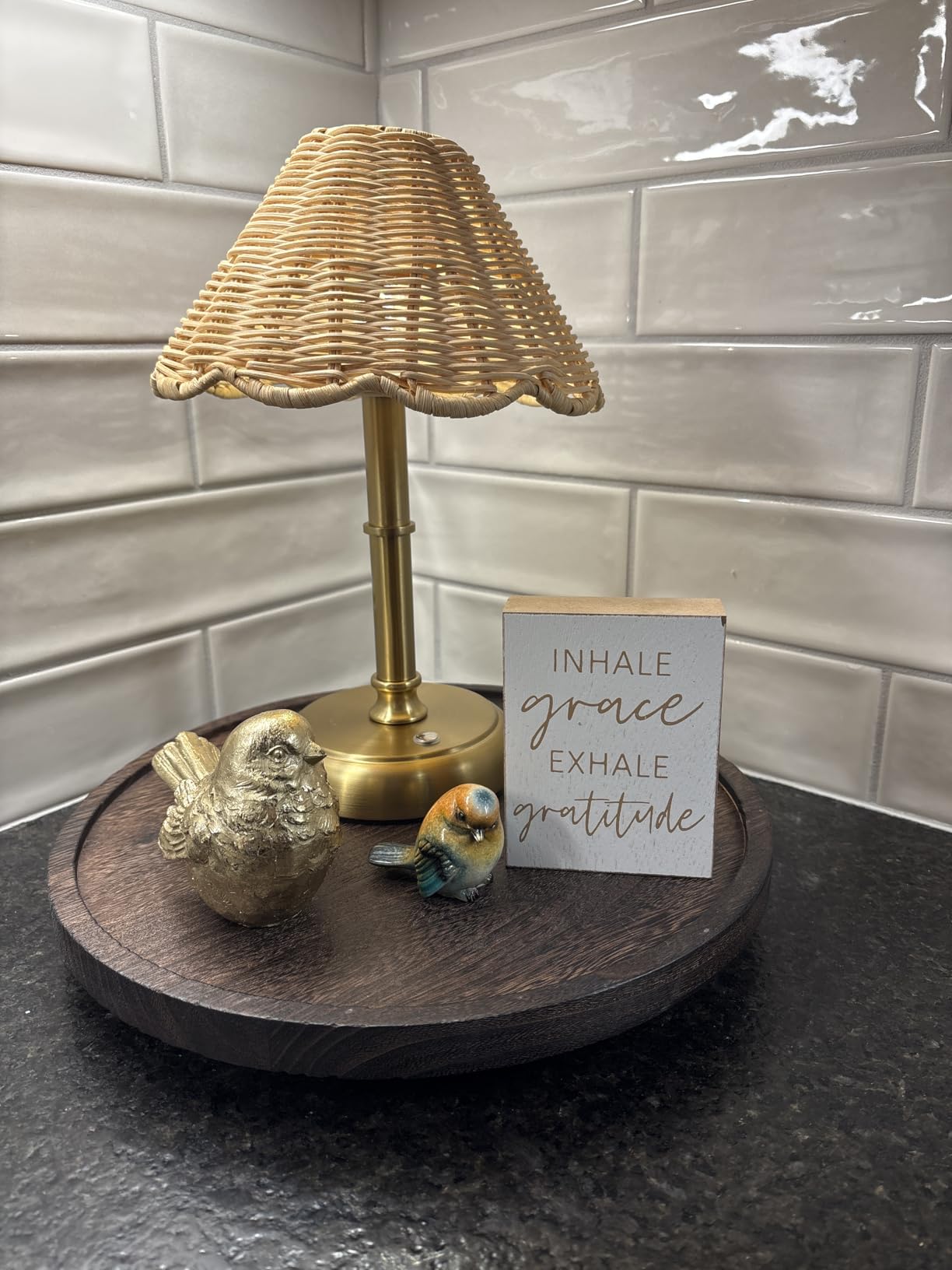 Mini Cordless Boho Rattan Table lamp, 5200-mAh Rechargeable Battery, 3-Level Brightness Dimmable, Build-in Integrated LED 320 Lumen Max, Rattan Shade, for Bedside Restaurant Dining Table customer photo 1