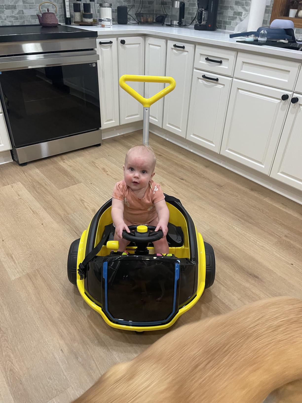 ANPABO 3-in-1 Electric 12V Ride on Push Car for Kids 1.5-3, Pink customer photo 1