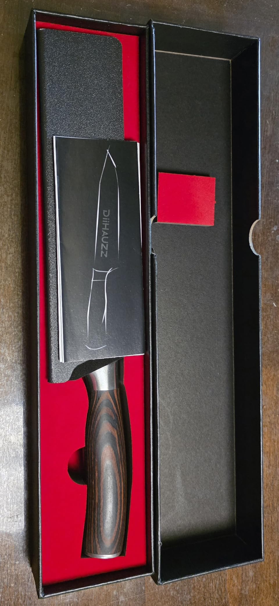 DiiHAUZZ 8 Inch Chef Knife, High Carbon Stainless Steel Kitchen Knife | Ultra Sharp 12-15° Edge, Ergonomic Handle, No Crack No Shrink Pakkawood, Great Edge Retention, 59HRC, Sheath & Gift Box customer photo 1
