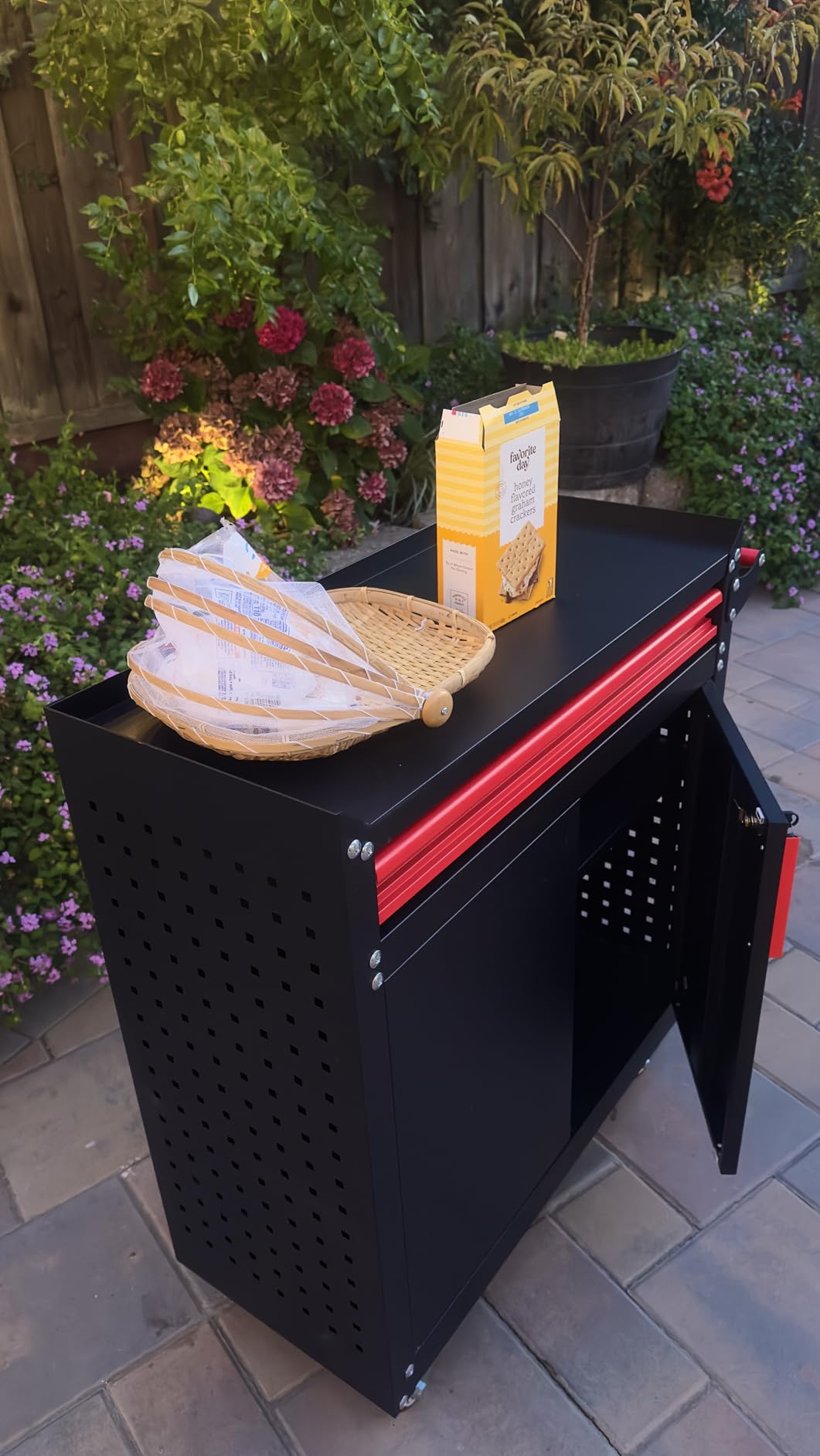 Eltean Metal Grill Cart - Outdoor Grill Cart with Storage,Grill Table with Wheels,Outdoor Bar Cart with Adjustable Shelf for Kitchen Prep and Patio BBQ customer photo 1