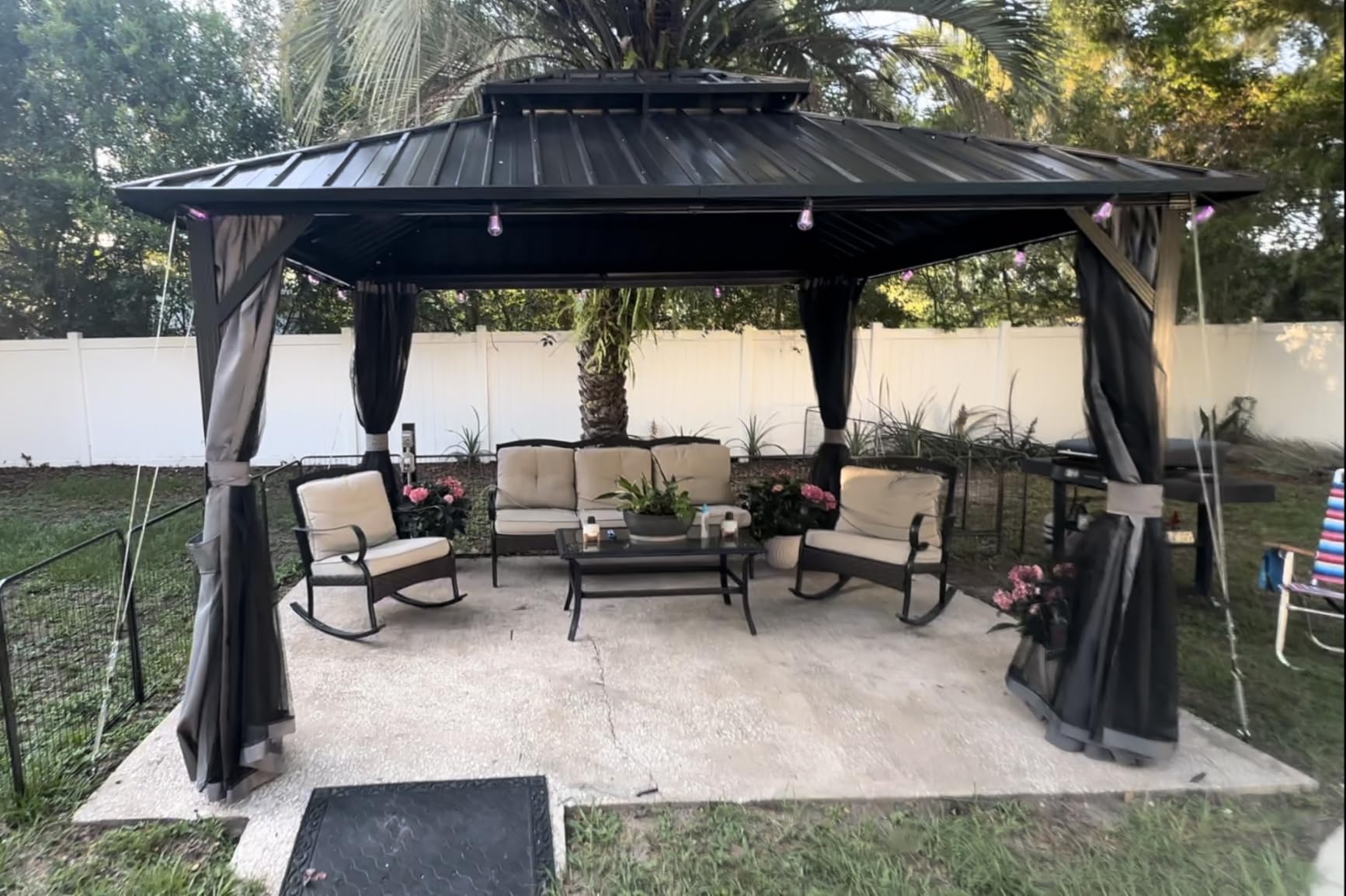 Aoxun 10' x 14' Lean to Gazebo Pergola with Sloping Roof for Patio, Black customer photo 2