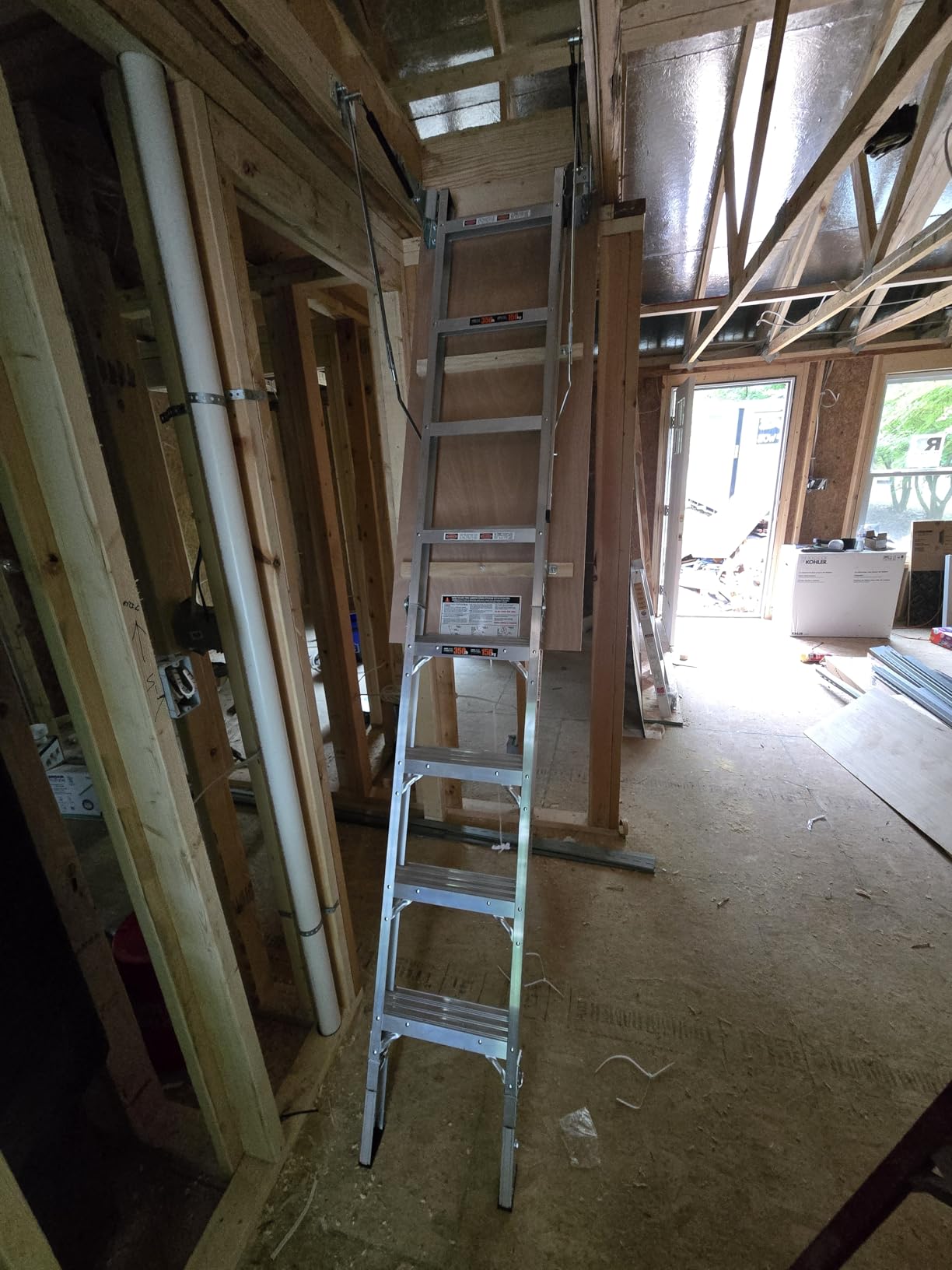 Vantic 10 Ft Aluminum Attic Ladder Pull Down System for 22.5