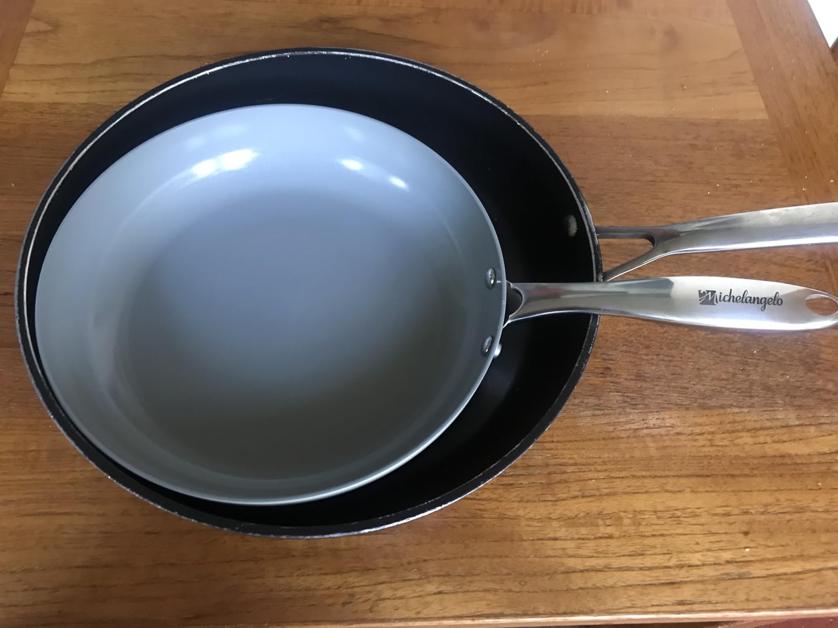 MICHELANGELO Pots and Pans Set Non Stick, 8-Piece Ti-infused Ceramic Cookware Set with Silicone Utensils - Induction Compatible, Oven Safe, PFOA-Free, Blue customer photo 1
