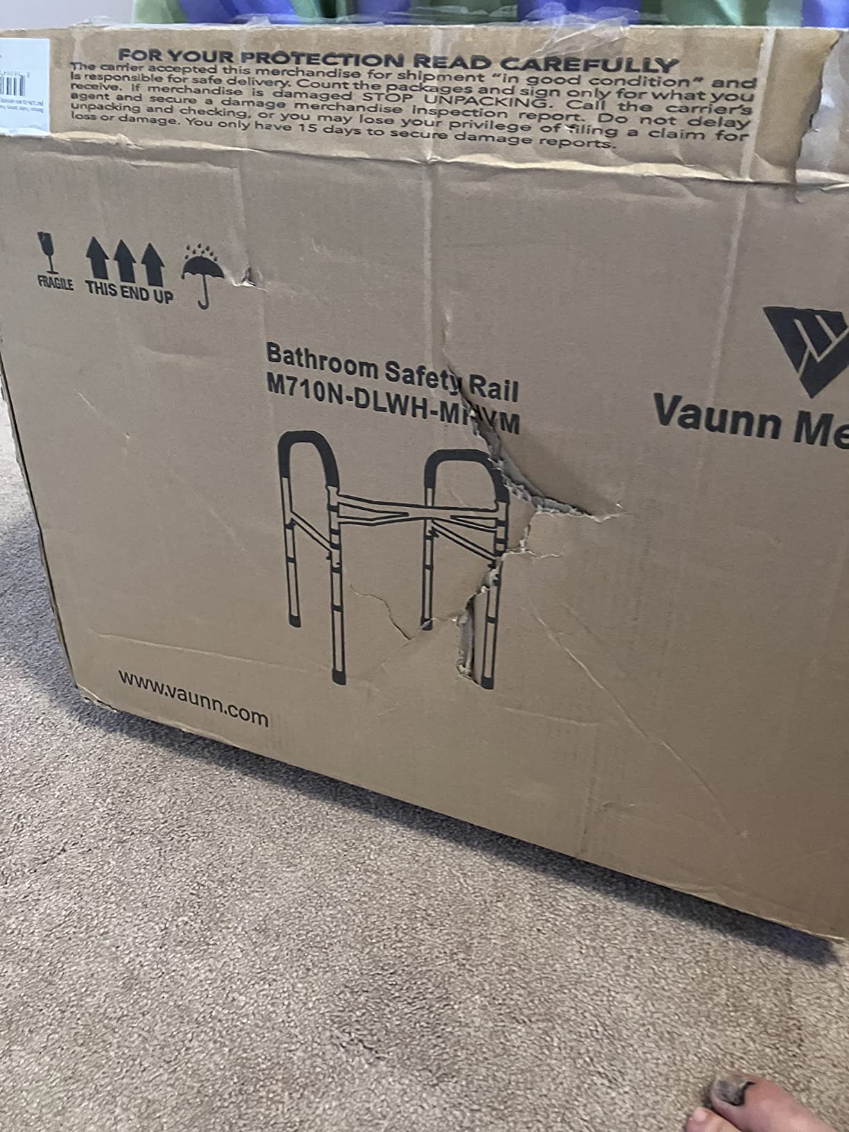 Vaunn Medical Adjustable Toilet Safety Rail for Seniors, Foldable Toilet Safety Frame for Elderly Adults, Bathroom Grab Bar Handle, Toilet Handle for Elderly & Disabled, Free-Standing (Gray) customer photo 1