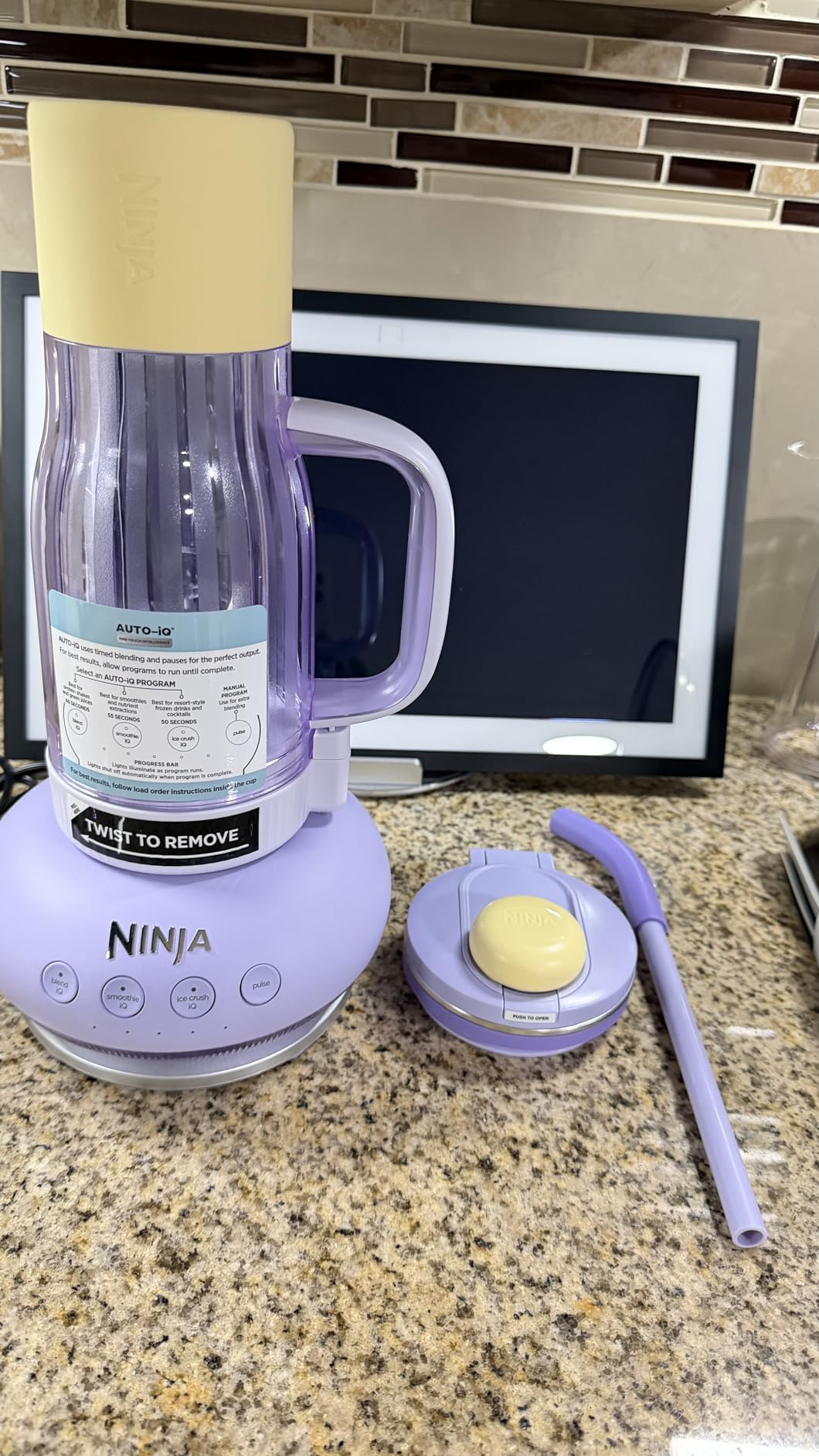 Ninja BlendBOSS Personal Blender, 26oz Tumbler, 1200PW, Stone Mint, DB351ST | 1200-peak-watt BlendBOSS crushes ice to snow. 26-oz leakproof tumbler, chug spout & detachable straw. Dishwasher safe. customer photo 2