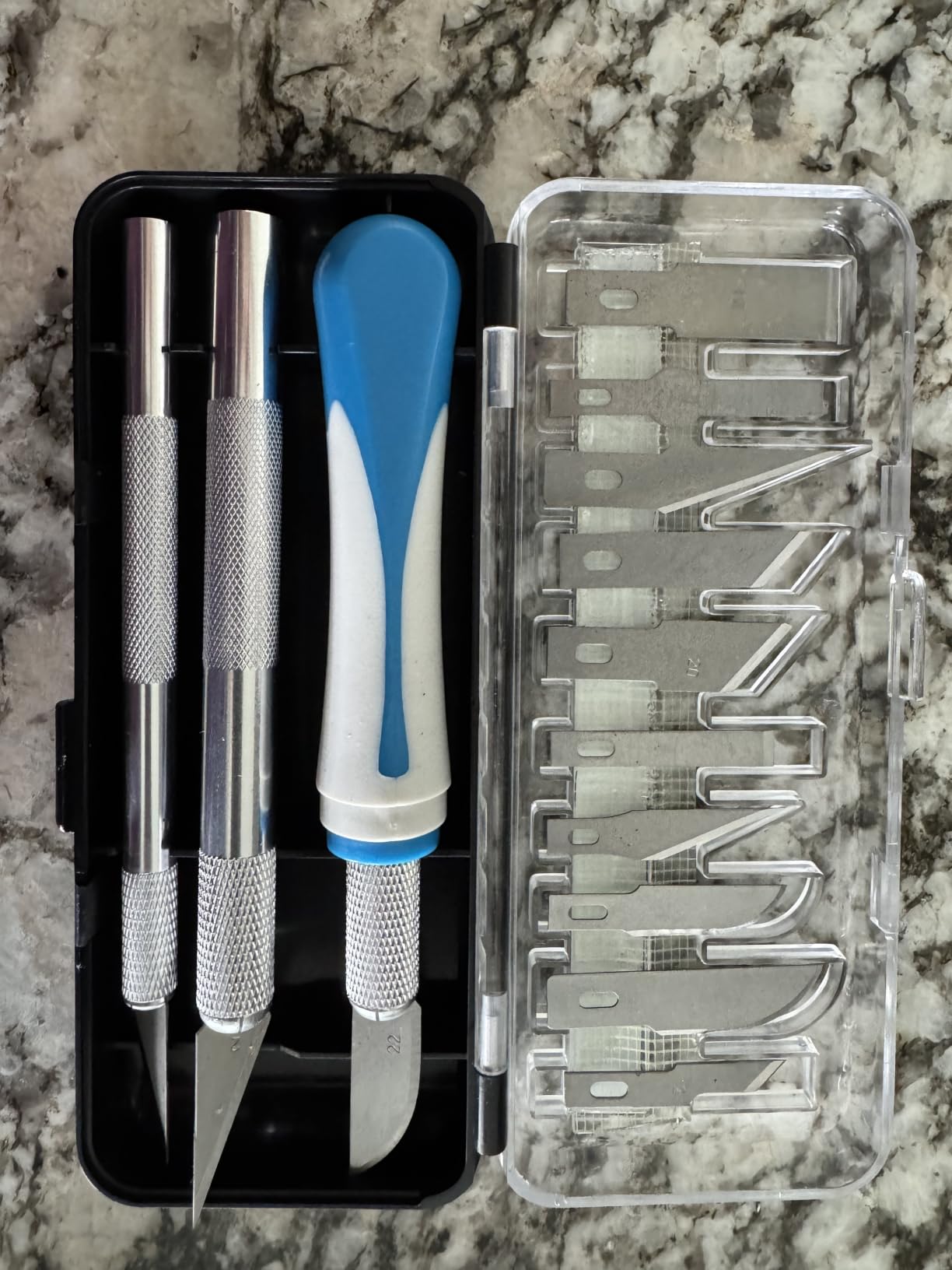 16 Pcs Craft Knife Set Exacto 3 Handles 10 Blades, Anti-Slip Silicone Handle customer photo 1
