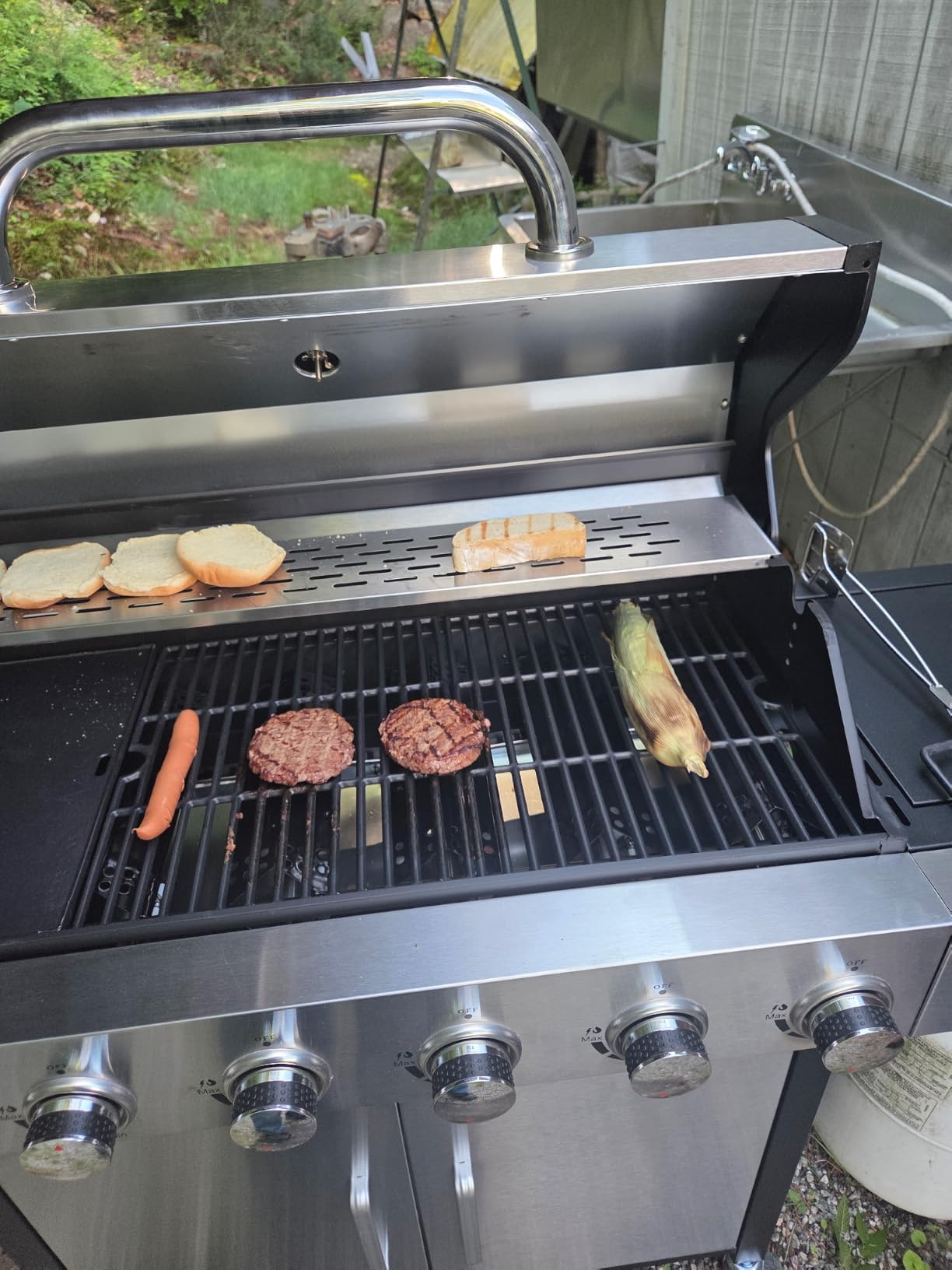 4 Burner Propane Gas Grill, 49,000 BTU Outdoor BBQ Grill with Cast Iron Grates & Griddle Combo, Large Cooking Area with Side Burner, Pullout Grease Tray, Portable for Backyard Patio customer photo 2