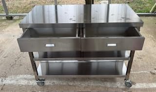 Stainless Steel Kitchen Island with Storage, Rolling Kitchen Island Cart on Wheels with 2 Drawers, Industrial Kitchen Cart, Commercial Portable Island for Kitchen, Bar, Outdoor Patio, 25 x 50 x 37 in customer photo 1