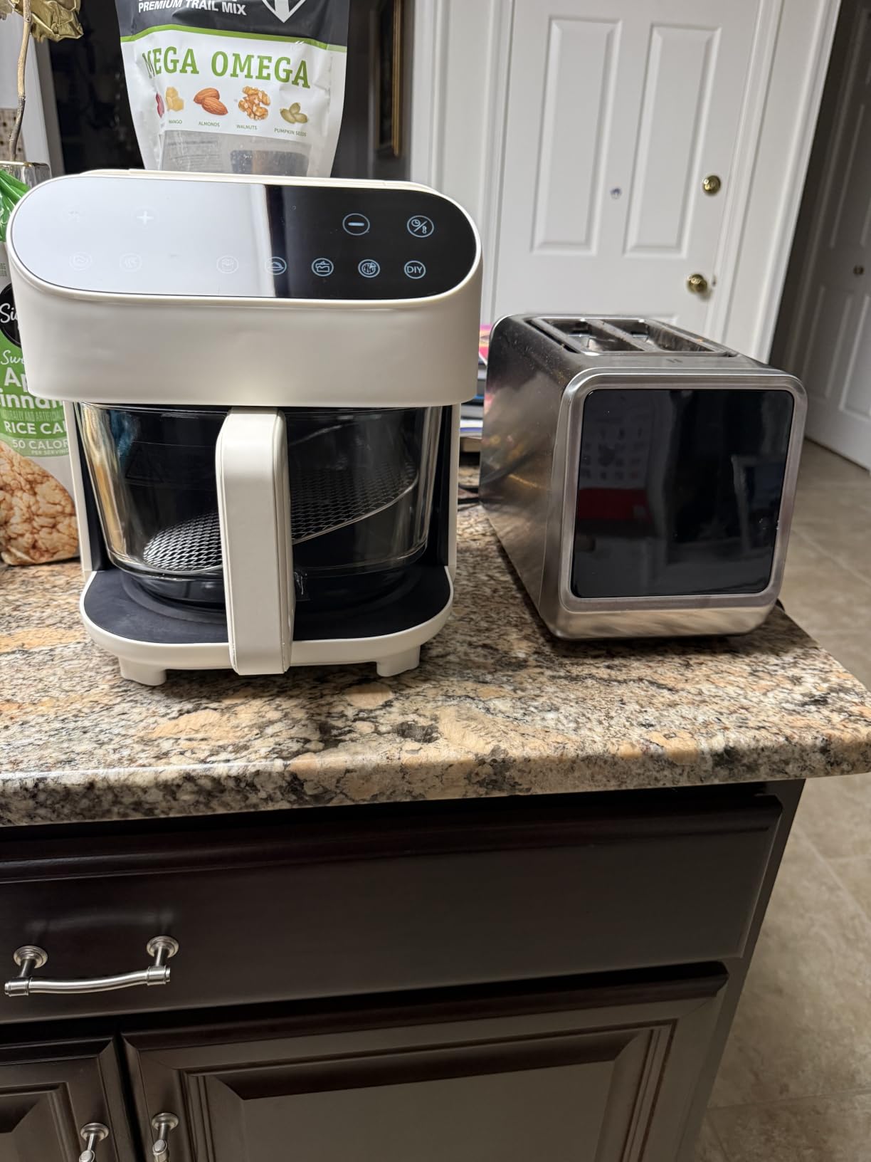 Kismile 5QT Glass Air Fryer, Non Toxic AirFryer with Digital Touch Control | PFAS Free & BPA-Free, 8-in-1 Air Fryer, 1500W, Portable, Dishwasher Safe Basket, Up to 400°F, 95% Less Oil Cooking, White customer photo 1