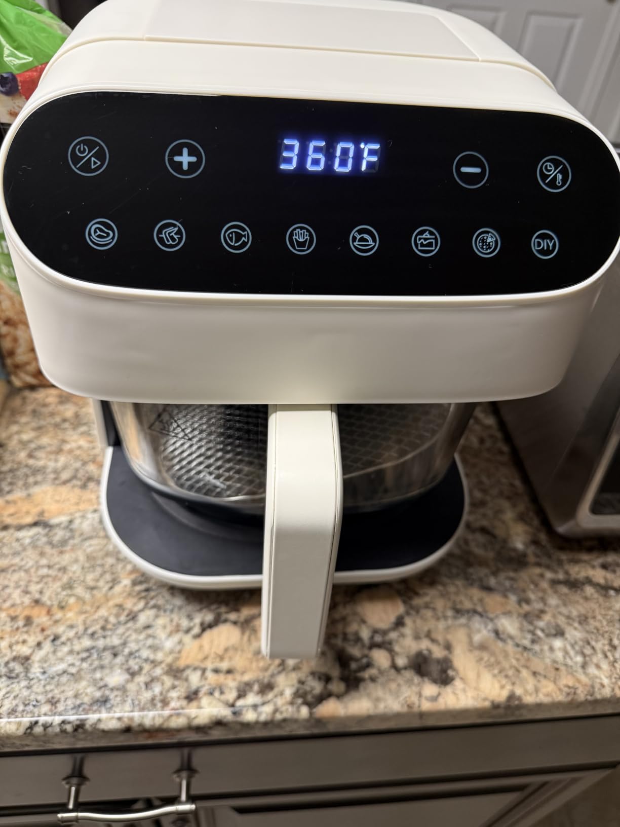 Kismile 5QT Glass Air Fryer, Non Toxic AirFryer with Digital Touch Control | PFAS Free & BPA-Free, 8-in-1 Air Fryer, 1500W, Portable, Dishwasher Safe Basket, Up to 400°F, 95% Less Oil Cooking, White customer photo 2