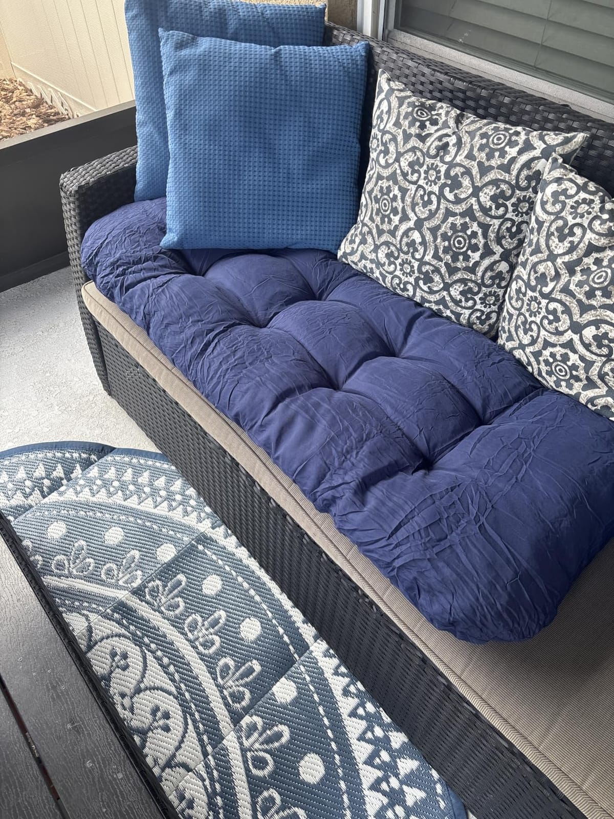 Yddsky 3Pcs Wicker Chair Cushion Sets for Patio Furniture,Navy,47*19*4'' customer photo 1