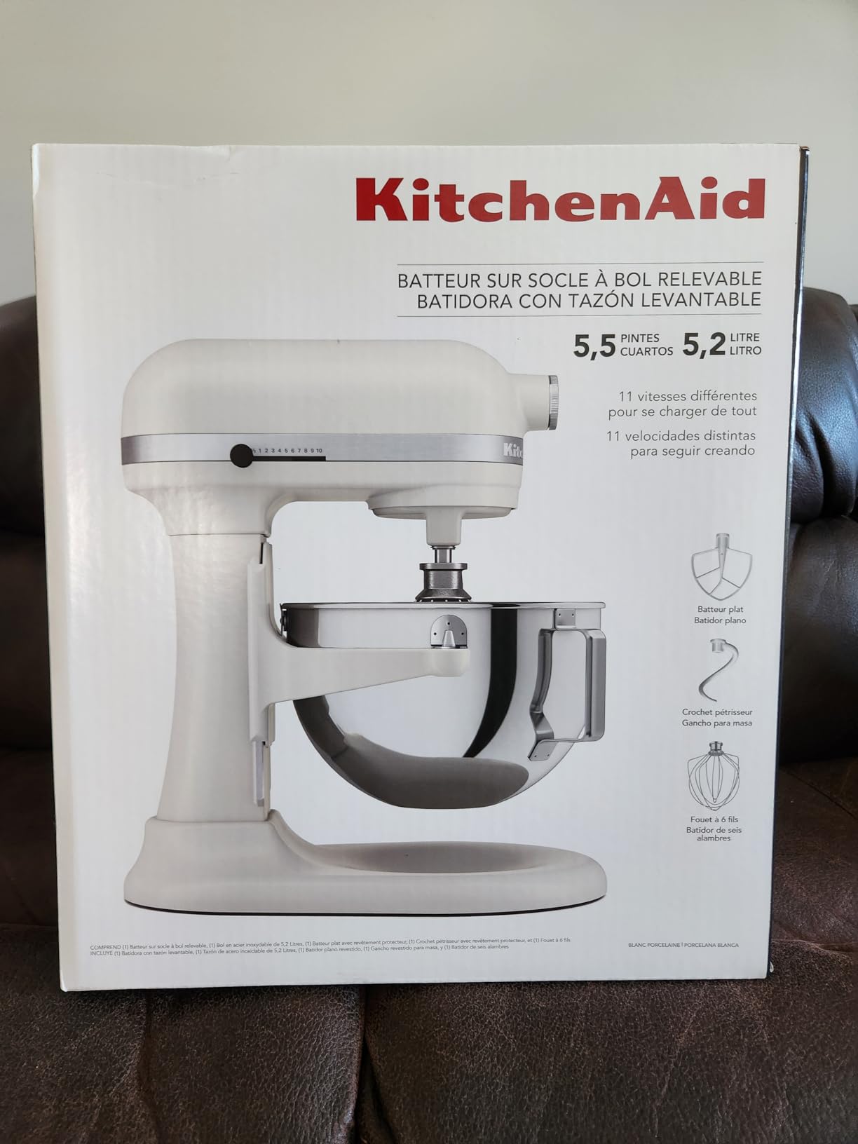KitchenAid 5.5-Qt Bowl-Lift Stand Mixer, KSM55SXXX, Porcelain White | 11 Mixing Speeds, Includes Flat Beater, Dough Hook, Wire Whip, Stainless Steel Bowl customer photo 2
