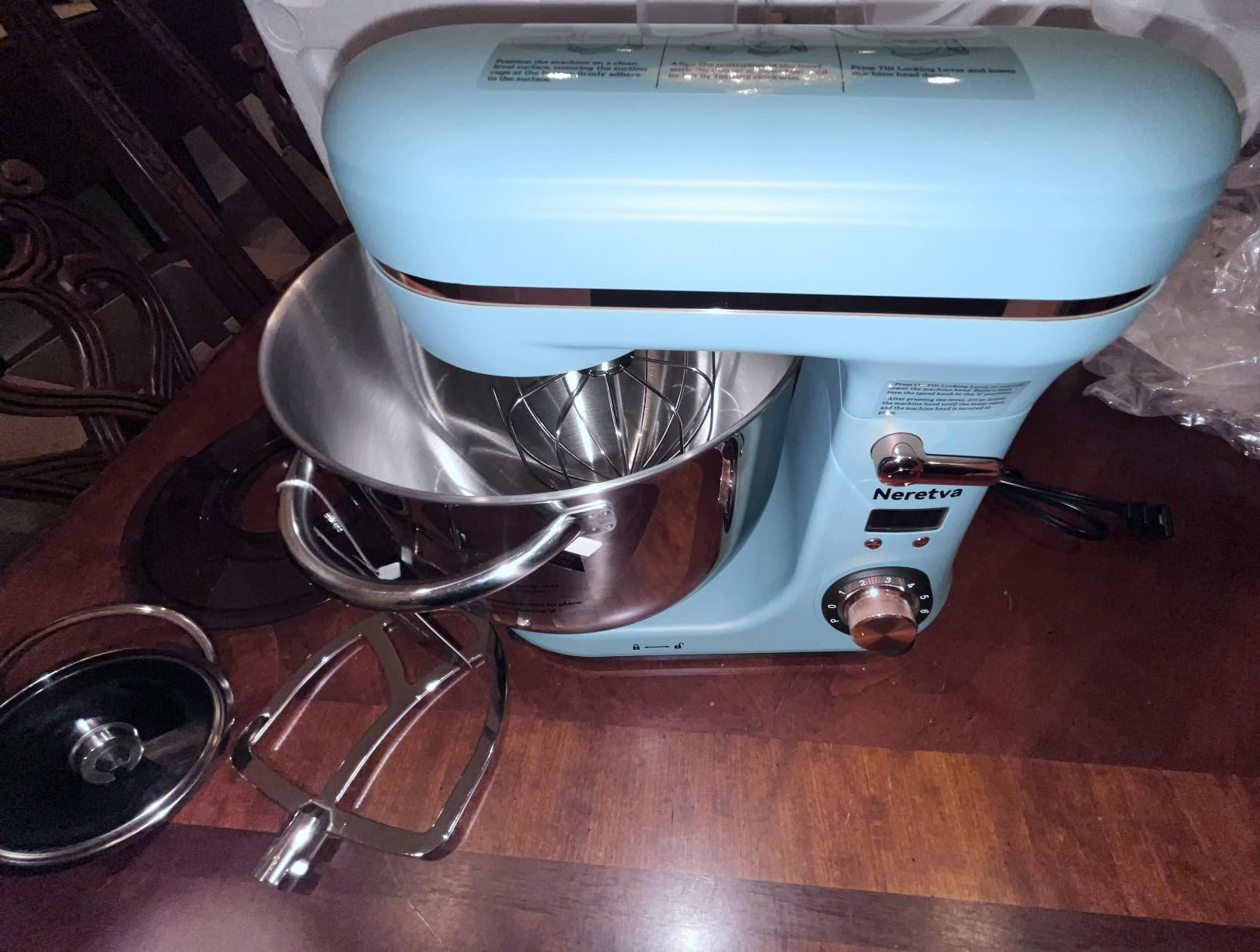 Neretva Super Stable Stand Mixer with Low Noise Operation, 6.34 QT Capacity | Powerful DC Motor Household Stand Mixer customer photo 1