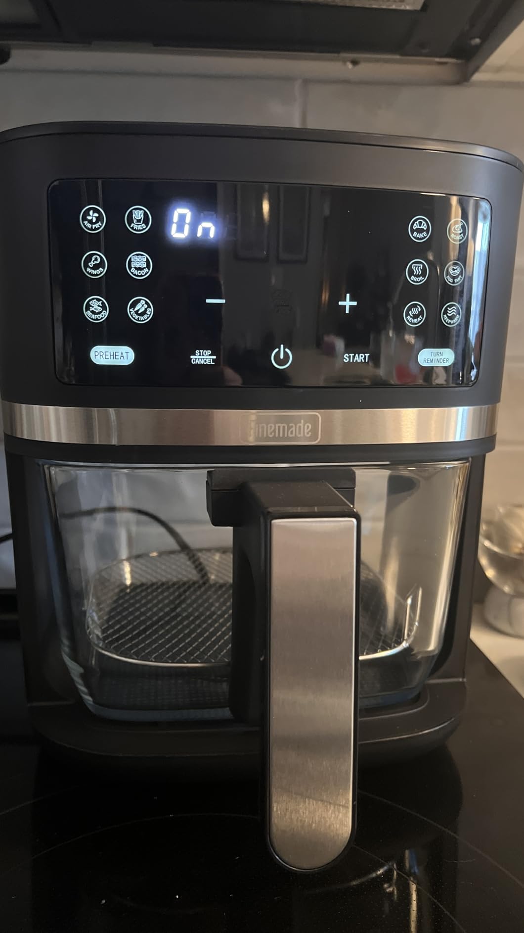 FineMade 12-in-1 Glass Air Fryer Non Toxic, 4.5 Quart, Dishwasher-Safe Air fryer Glass Basket, Freidora De Aire De Vidrio, Temperature & Time Programable, PFOA & PFAS Free, Graphite customer photo 1