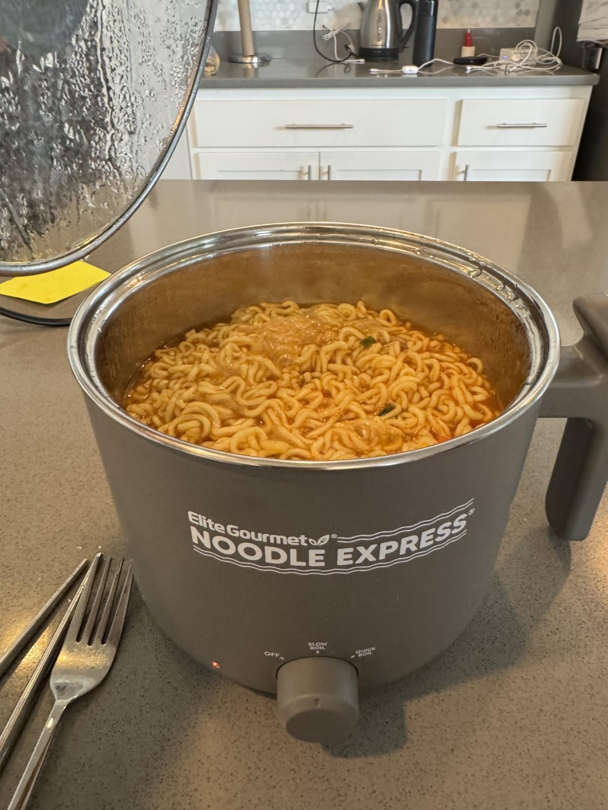Elite Gourmet Noodle Express Electric Hot Pot, Ceralast Non-Stick, Grey customer photo 2