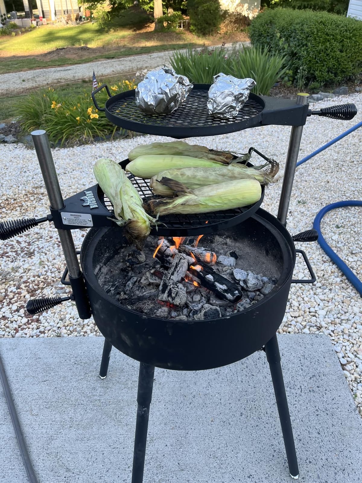 BIG HORN Santa Maria Grill, Portable Argentinian Parrilla with Adjustable Height & 360° Rotating Grates, Charcoal Open Fire BBQ Grill with Rotisserie for Camping, Patio & Backyard customer photo 2