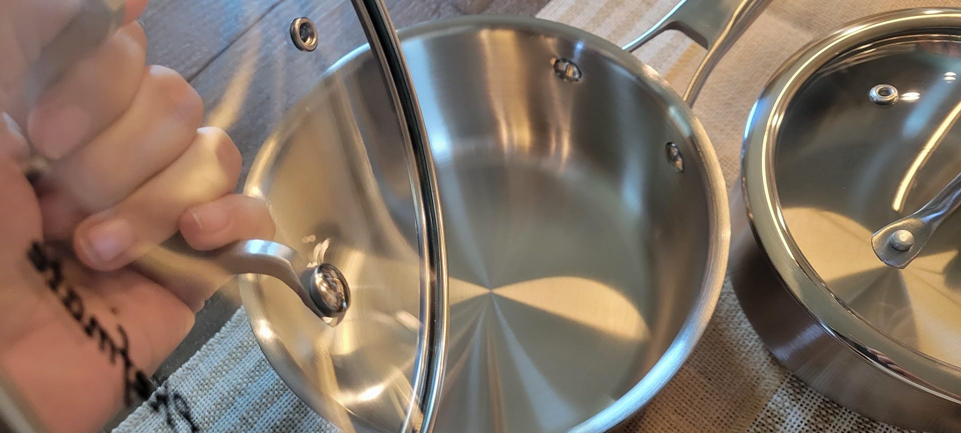 Titanium sauce pans for cooking, 1.5&2.5QT Pure Titanium Hammered Pro with Two Lids, Non-Toxic Skillet for Cooking, PFAS/PFOA/PTFE Free Cookware, Dishwasher&Oven Safe, Kitchen Induction Compatible customer photo 2