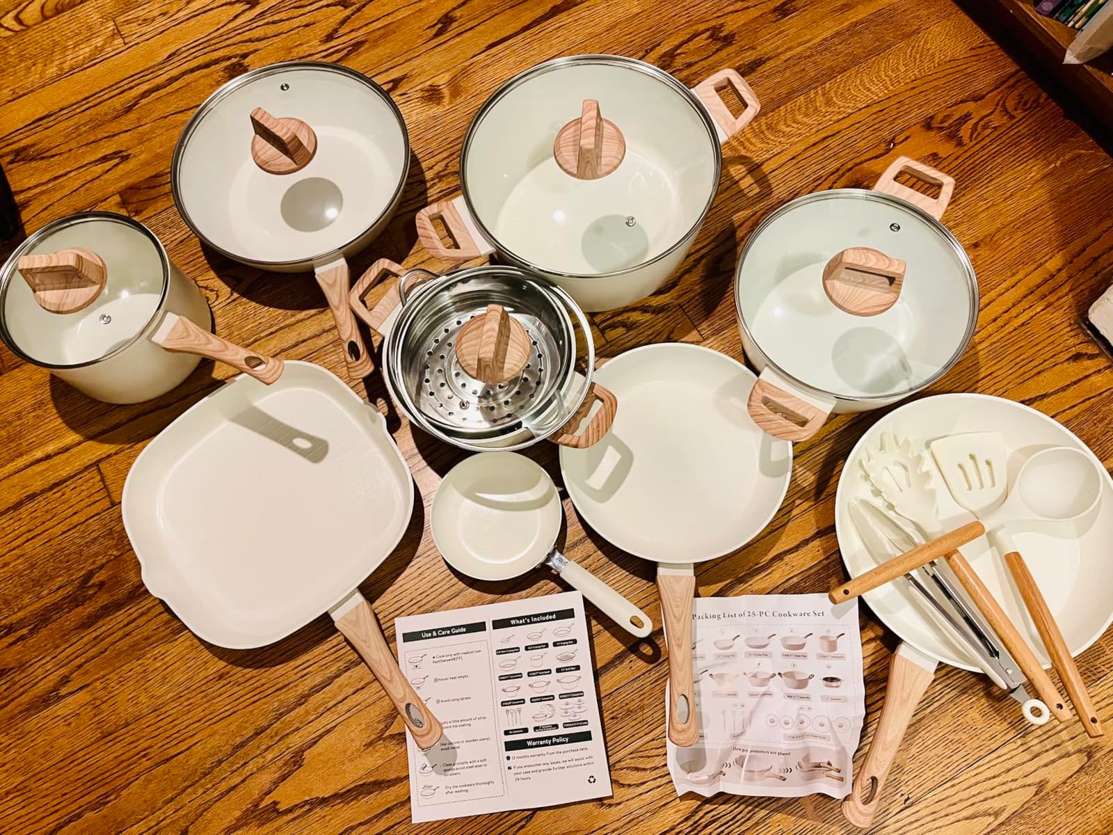Bazova 25Pcs Pots and Pans Set Non Stick, Titanium-Reinforced Ceramic Cookware Set Non Stick, Non Toxic PFAS-Free Induction Ready, Long-Lasting Performance, Full Kitchen Set with 3 Casseroles customer photo 2