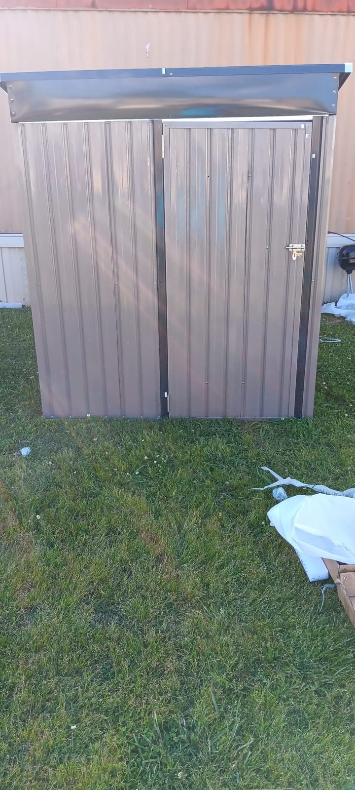 AECOJOY Outdoor Trash Can Storage Shed, 46 Cu.Ft Metal Garbage Bin Enclosure with Lift-Up Lid & Gas Strut, Waterproof Outdoor Garbage Can Organizer, Bike Shed Backyard Patio Garden, Dark Grey customer photo 2