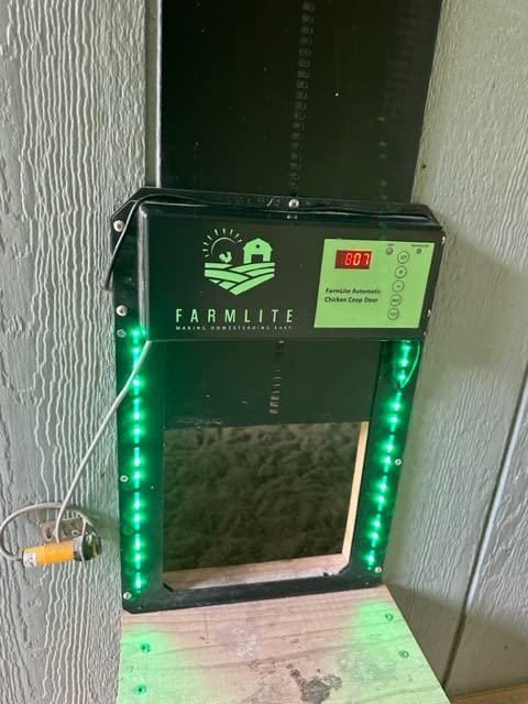 FarmLite Automatic Chicken Coop Door Opener | Non-Battery Powered Automatic Chicken Door | Automatic Coop Door with Timer and Light Sensor | USA Brand customer photo 1