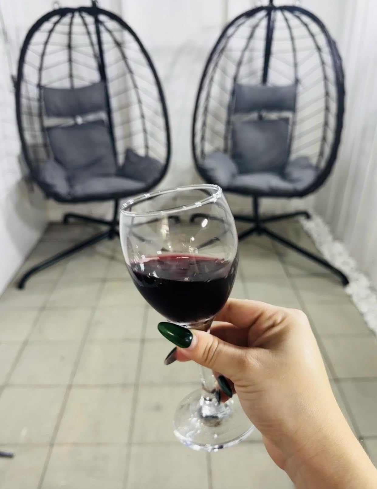 LEX CRAFT Hanging Egg Chair with Stand, Swinging Egg Chair Outdoor Indoor, Hanging Basket Chair with Cushion, Patio Wicker Hammock Chair 350lbs Capacity (Gery-Gery) customer photo 1