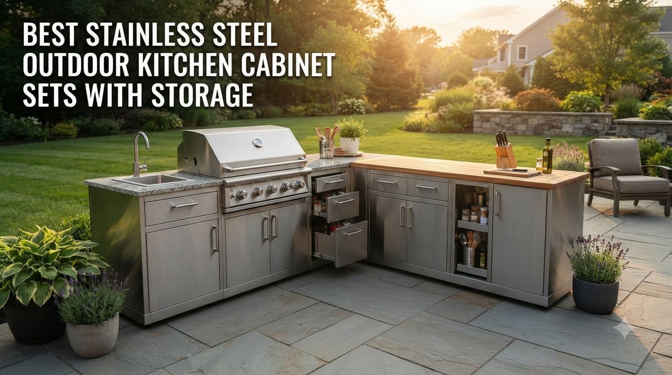 best stainless steel outdoor kitchen cabinet sets with storage
