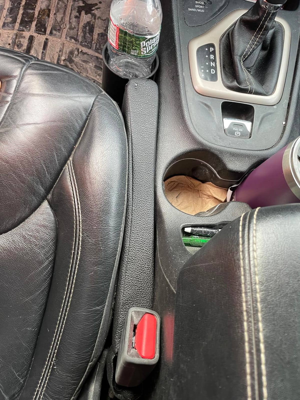 2 Prices Car Seat Gap Filler Pad PU Leather Console Side Pocket Organizer and one Cup for Cellphone Wallet Coin Key (Black) customer photo 2