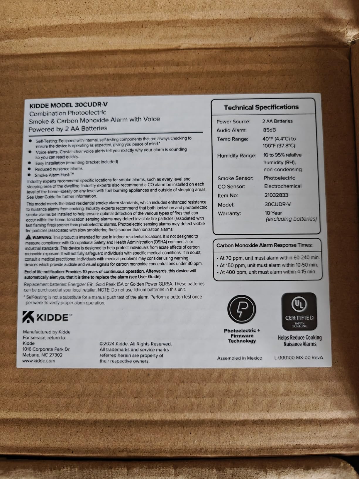 Kidde Smoke & CO Detector, AA Battery-Powered, 30CUDR-V, 1 Pack customer photo 2