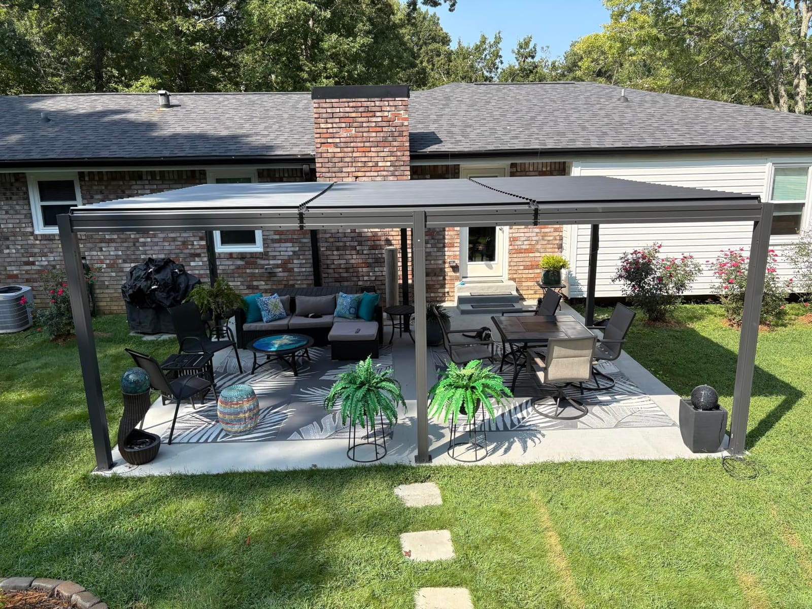 Domi Aluminum Louvered Pergola 10x13, Outdoor Metal Pergola, Brown customer photo 1