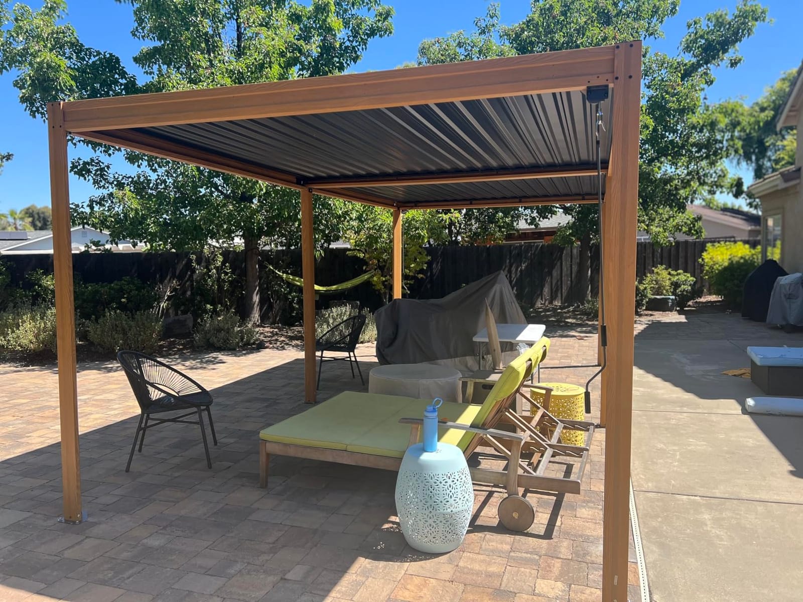 Domi Aluminum Louvered Pergola 10x13, Outdoor Metal Pergola, Brown customer photo 2