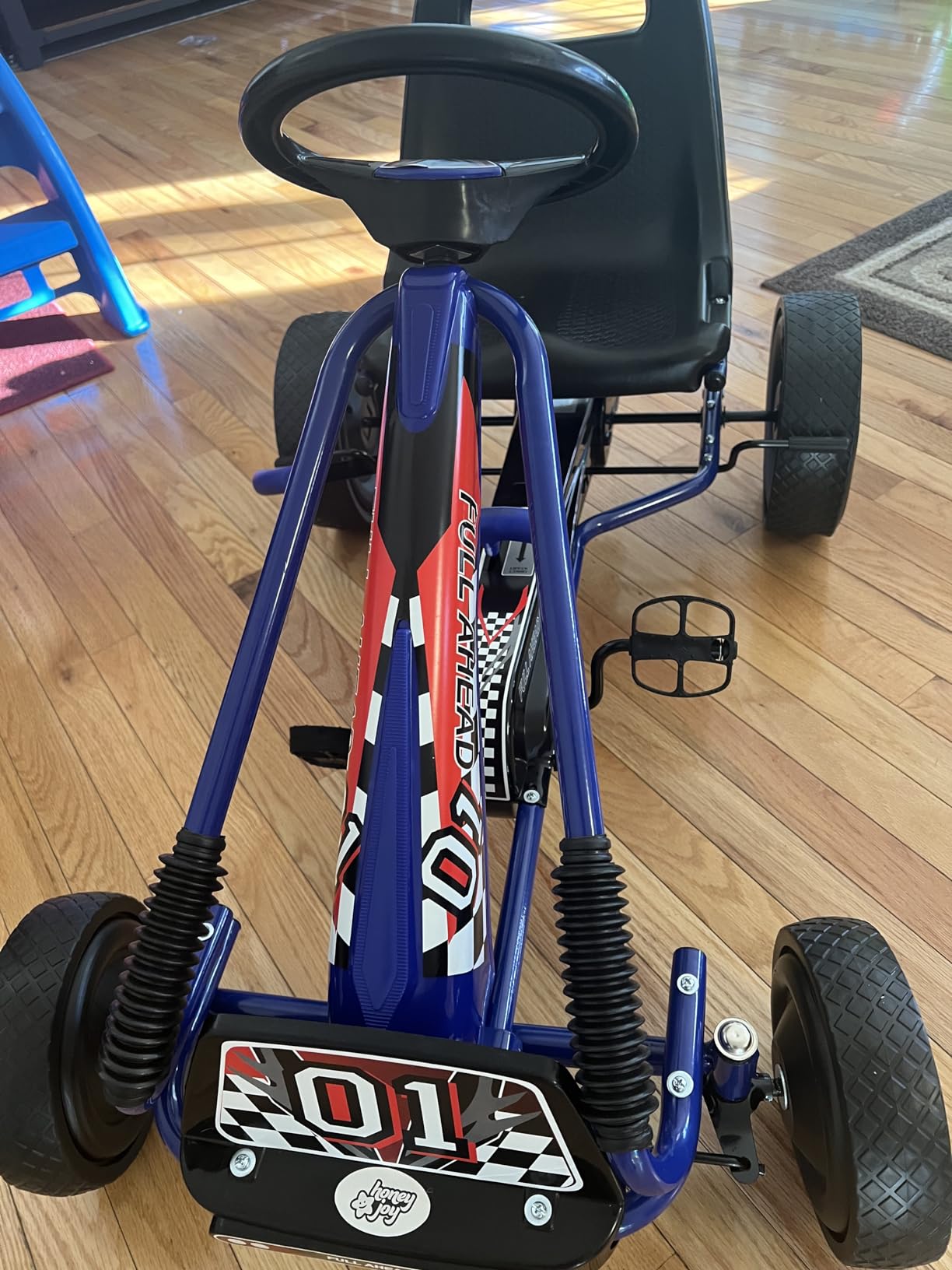 HOMGX Pedal Go Kart, Outdoor Kids Off-Road Go Kart with 2-Position Adjustable Bucket Seat, 2 Safety Brakes, EVA Rubber Tires, Pedal Powered Ride On Kart for Boys & Girls 3-5 (Pink) customer photo 2