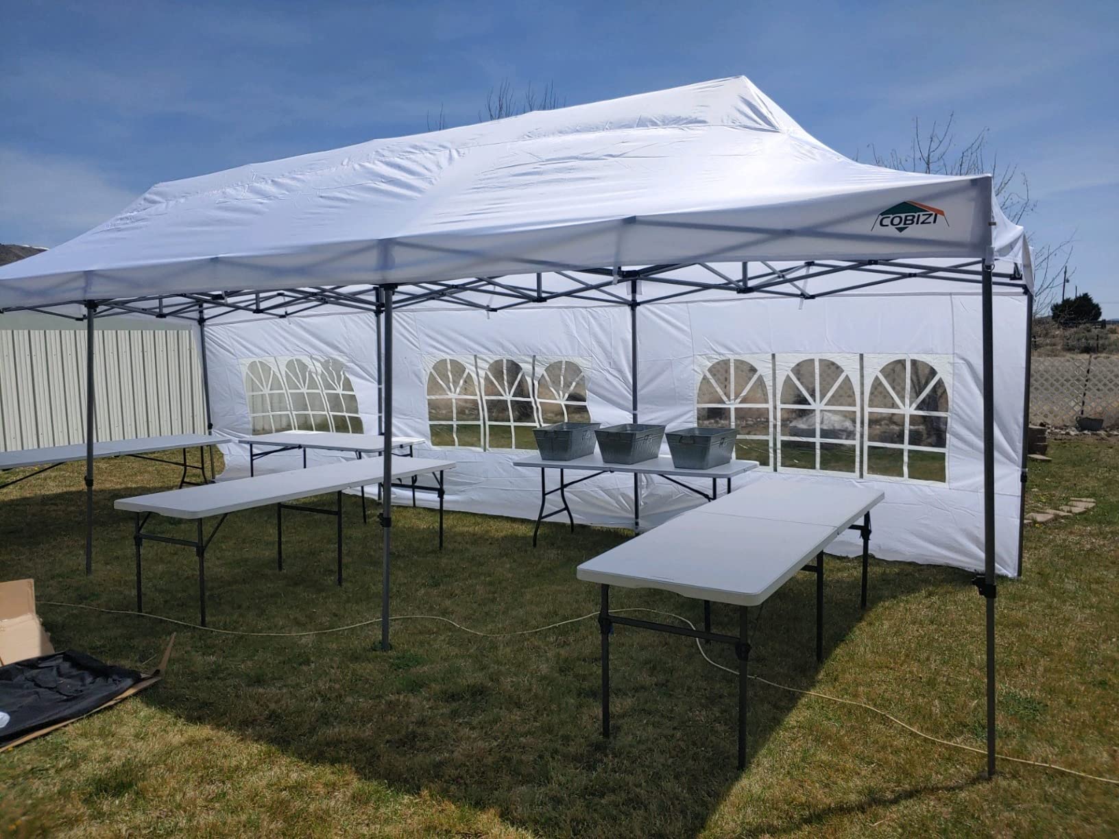 COBIZI 10x20 Heavy Duty Pop Up Canopy Tent with 6 Sidewalls, Black customer photo 2