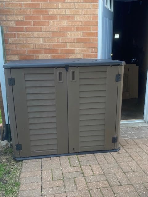 KINYING Outdoor Storage Shed,57 Cu.ft Vertical Outdoor Storage Cabinet Waterproof, Outdoor Resin Tool Shed for Patio Furniture, Garden Tools, Pool Accessories, Lawn Mower(Black Color) customer photo 1