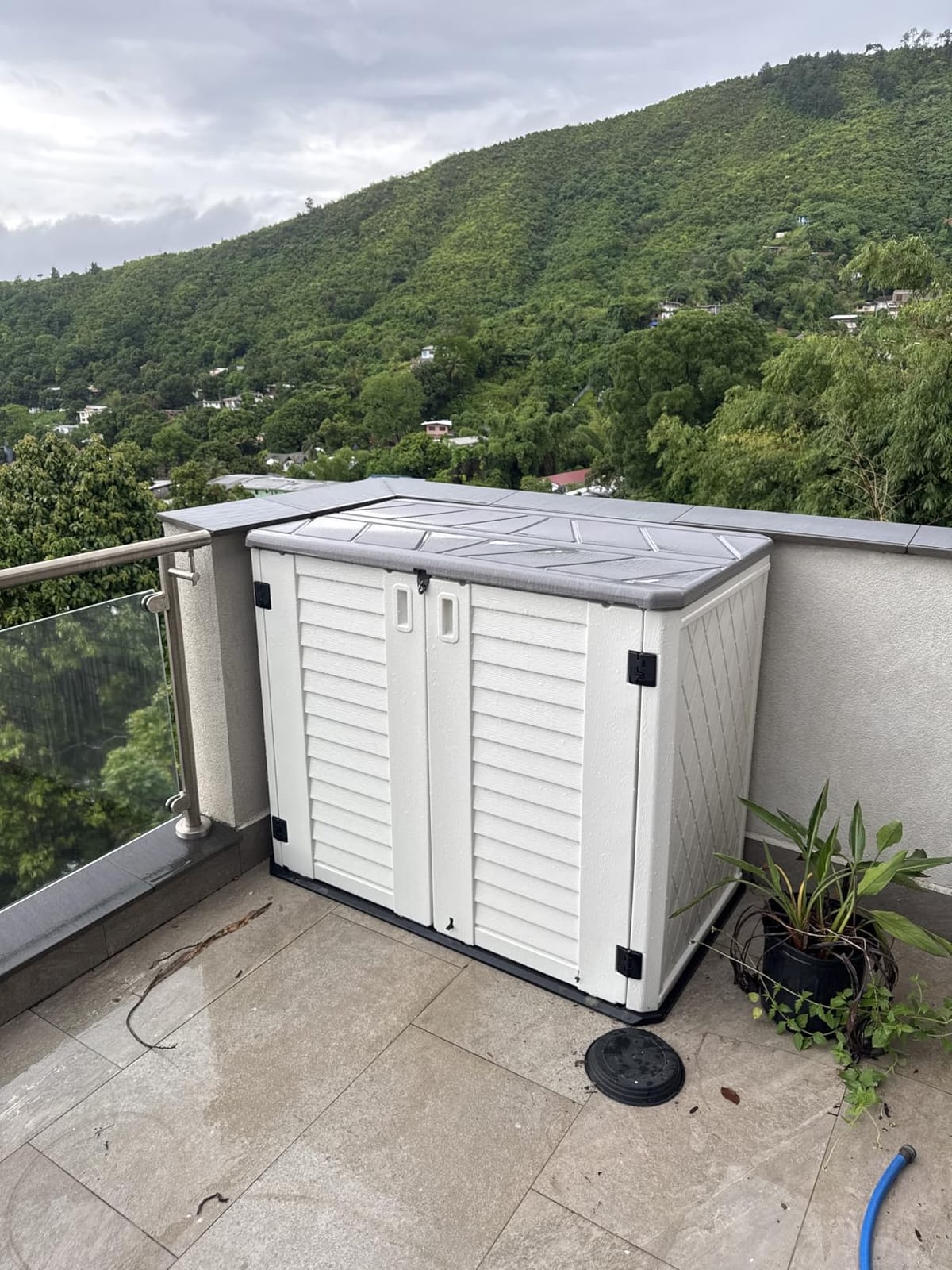 KINYING Outdoor Storage Shed,57 Cu.ft Vertical Outdoor Storage Cabinet Waterproof, Outdoor Resin Tool Shed for Patio Furniture, Garden Tools, Pool Accessories, Lawn Mower(Black Color) customer photo 2