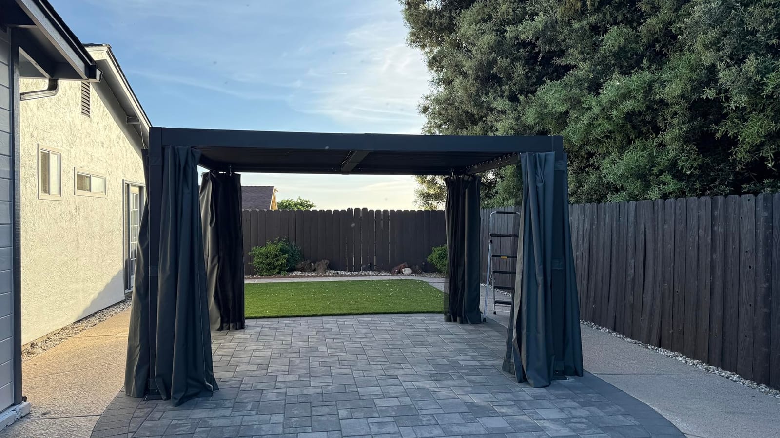 10'x12' Louvered Pergola with Curtains & Netting customer photo 1