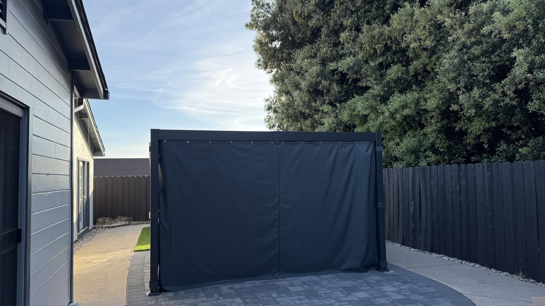 10'x12' Louvered Pergola with Curtains & Netting customer photo 2