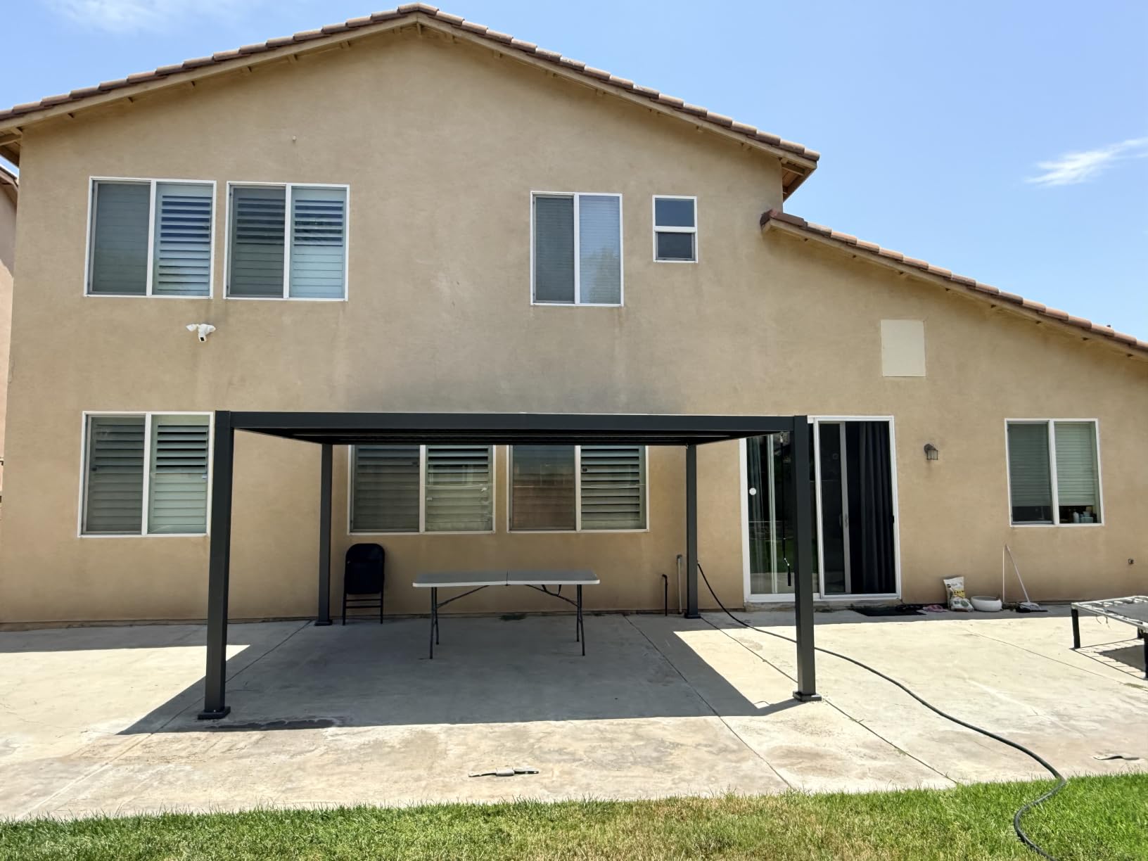 12' x 16' Louvered Pergola, Outdoor Pergola with Adjustable Louvered Roof, Reinforced Aluminum Frame, Integrated Drainage System, for Patio, Deck, Grey customer photo 2