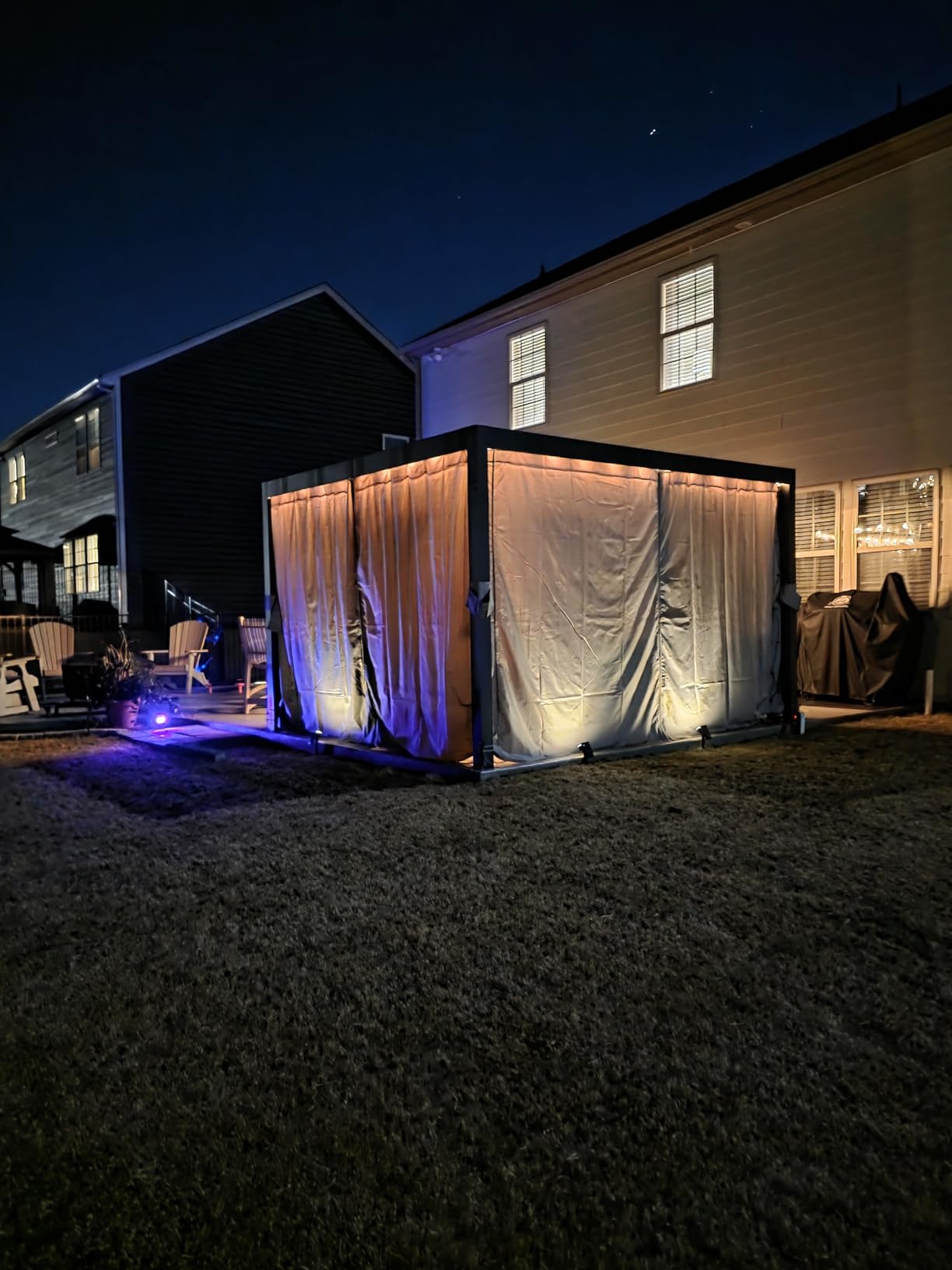 Modern Shade Pergola 12'x12' with USB Power Strip & Net and Curtain, Black customer photo 1