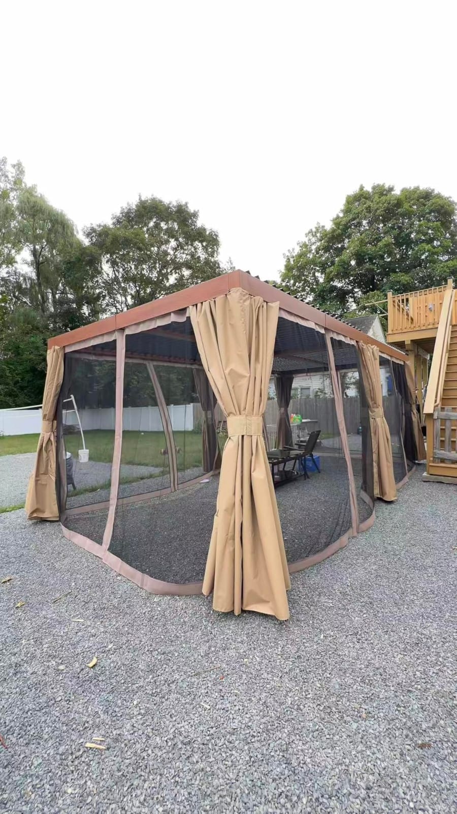 Modern Shade Pergola 12'x12' with USB Power Strip & Net and Curtain, Black customer photo 2