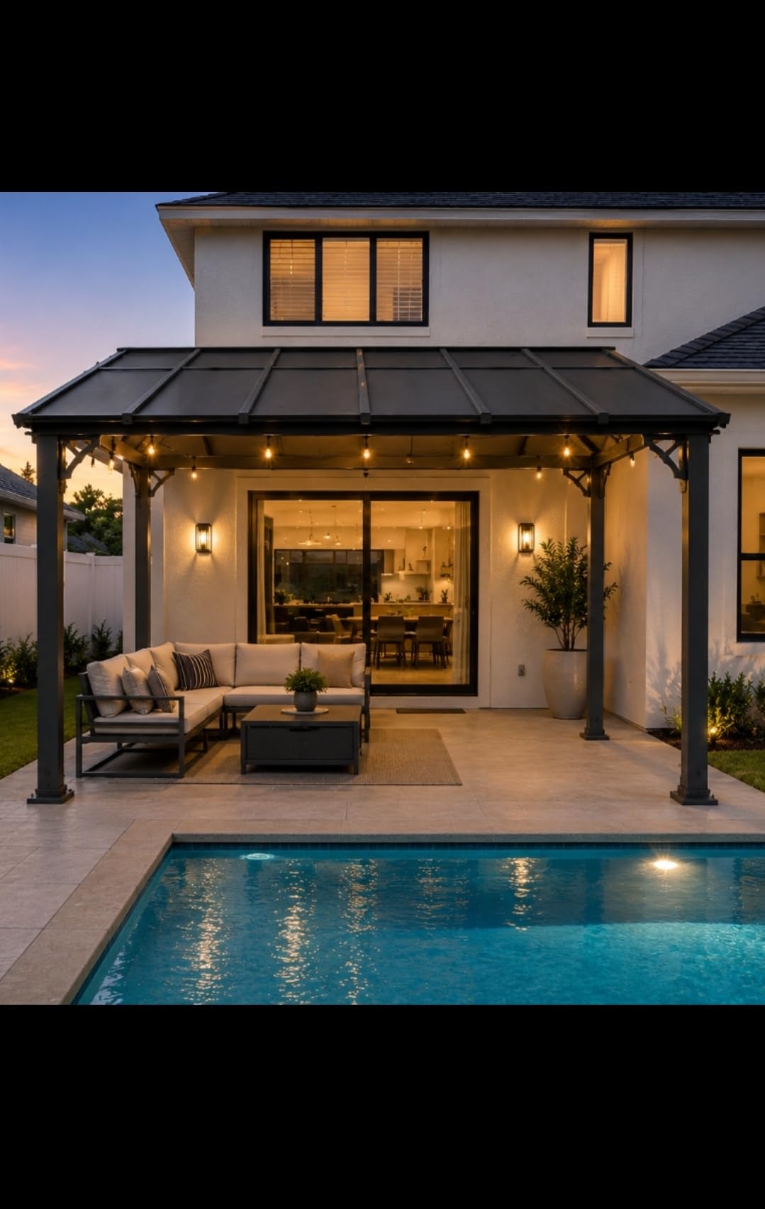 Aoxun 8x10FT Pergola with Netting and Curtains for Patio customer photo 2